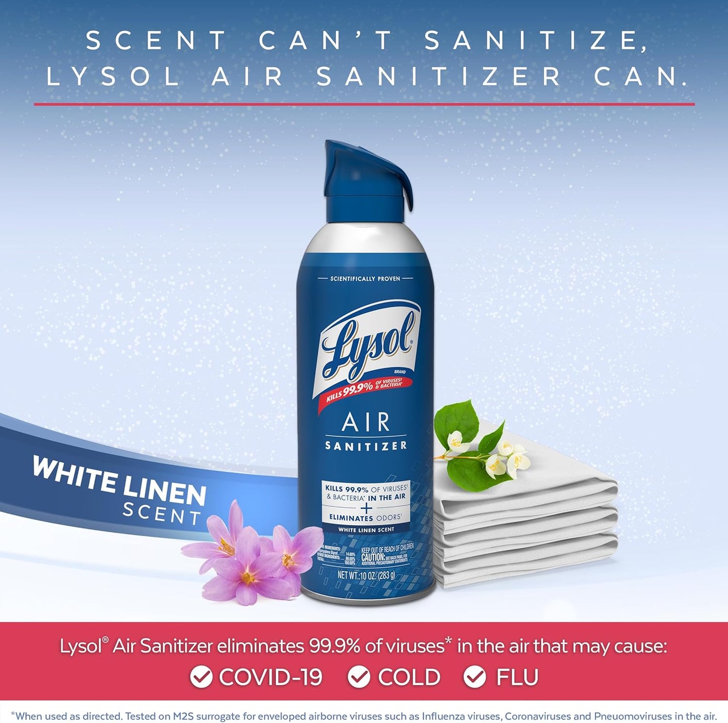 Lysol Bundle containing x2 Lysol Disinfectant Spray for Hard and Soft Surfaces, Crisp Linen, 19 Fl. Oz + Lysol Air Sanitizer Spray, For Air Sanitization and Odor Elimination, White Linen, 10 Fl. Oz