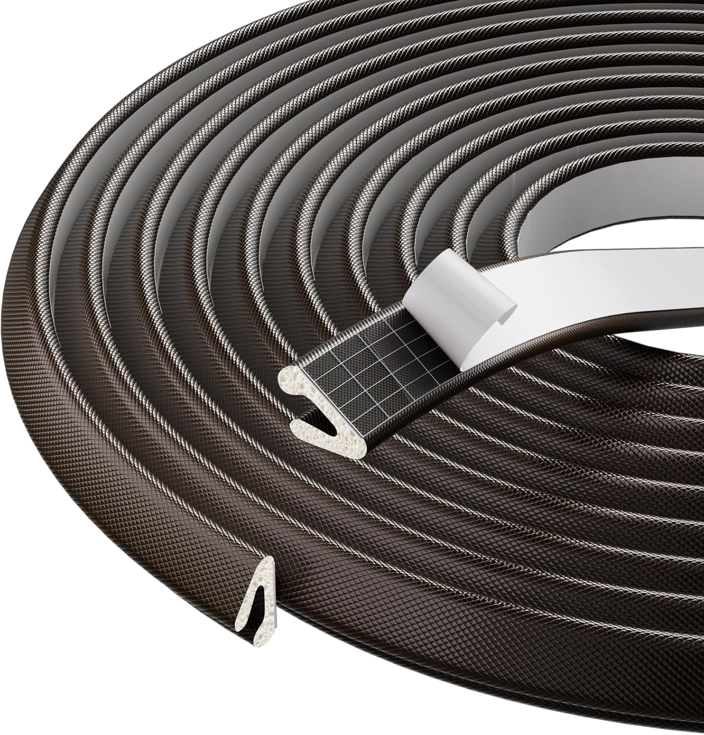 V Shape Foam Weather Stripping Door Frame Seal Strip 33FT Brown, Draft Stopper, Insulation Winter, Weatherstripping, Gap Sealing, Soundproofing, Self-Adhesive Used for Exterior Front Door Side