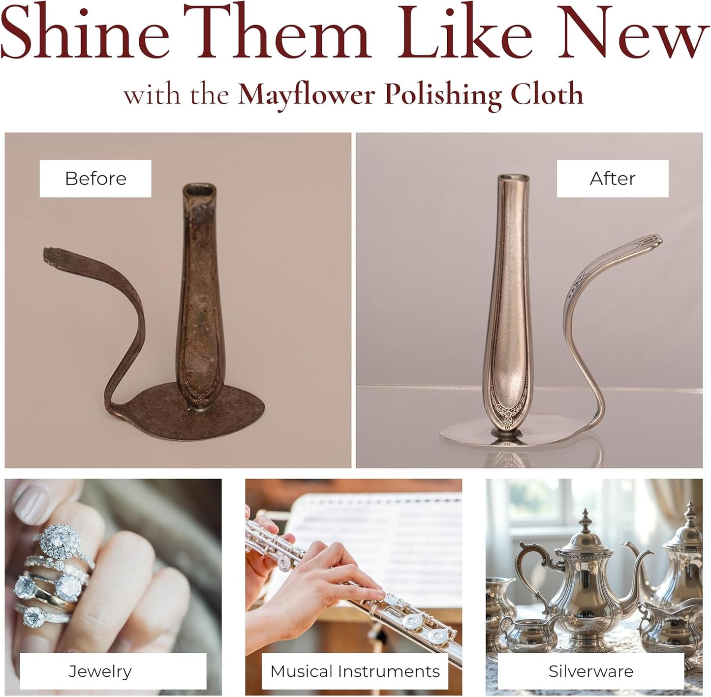 Pro Size Polishing Cloth Set of 2 Large Cleaning Cloths Pure Cotton Made in USA for Gold Silver and Platinum Jewelry Coins Watch, Silverware 11 x 14 inches each Tarnish Remover Keeps Jewelry Shining