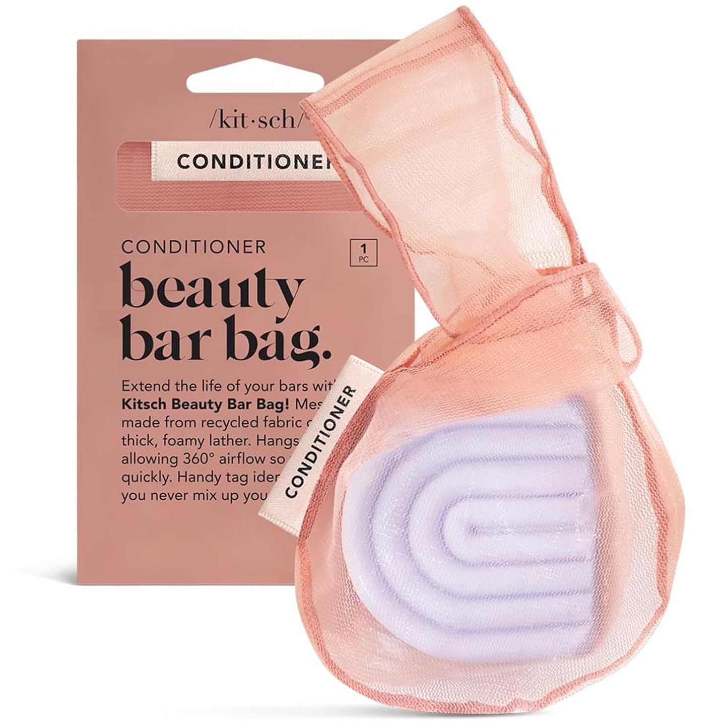 Kitsch Bar Soap Saver Bag – Patented Mesh Bag Soap Holder for Shampoo and Conditioner Bars - Extends Use & Prevents Soggy Mess - Recycled Mesh Beauty Pouch, Eco-Friendly – Terracotta