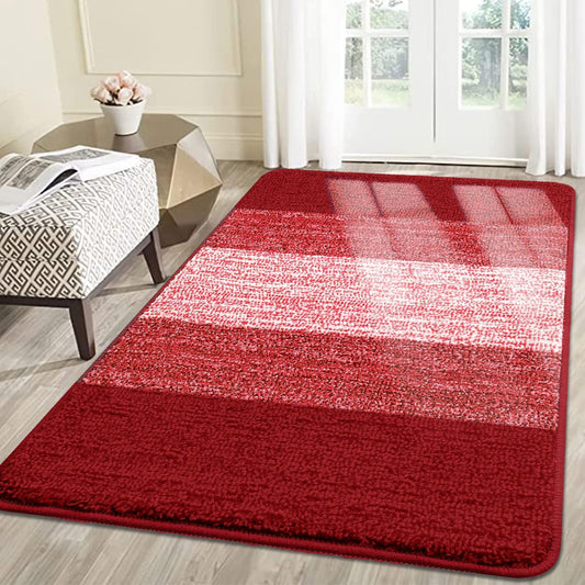 Kitinjoy Indoor Outdoor Door Mat, 59x36 Non-Slip Absorbent Dirt Trapper, Low-Profile Washable Inside Entrance Front Floor Mat, Sturdy Soft Entry Doormats for Entryway, Burgundy