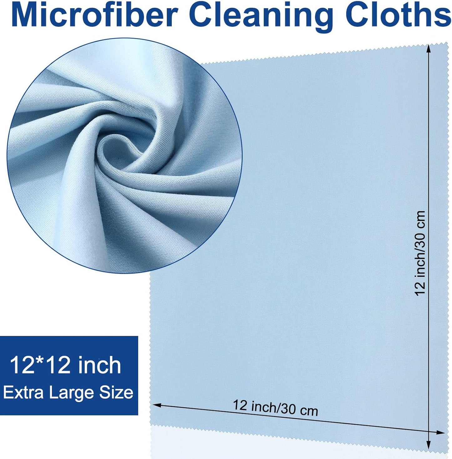 Frienda 12 Pack Large Microfiber Glass Cleaning Cloths 12 x 12 Inch Oversized Eyeglass Sunglasses Cleaning Cloths for Electronics Glasses Screens and Lenses(Blue)