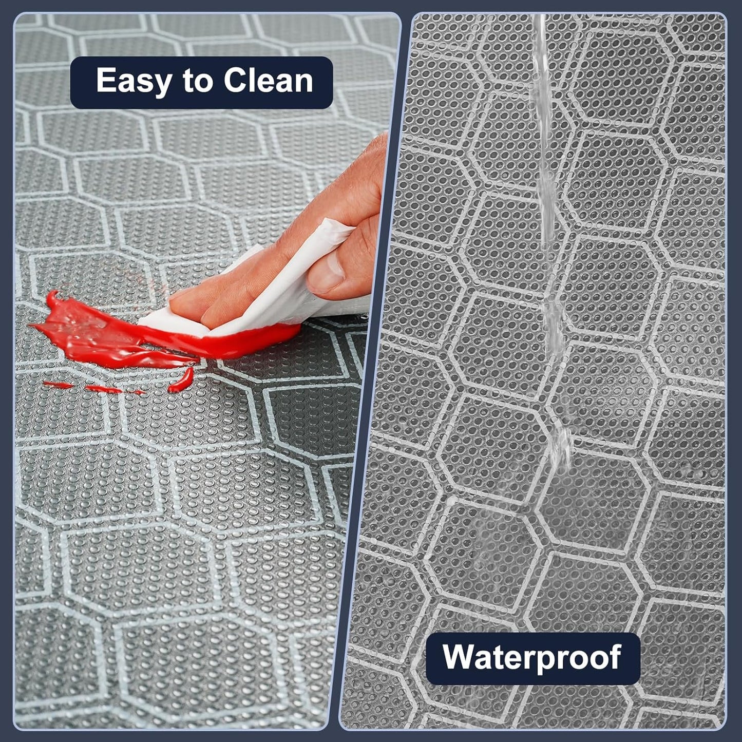 Non Adhesive Shelf Liner, Waterproof Drawer Liners for Kitchen Cabinet Refrigerator, No Slip Bathroom Sink Liners, Cupboard Fridge Liner EVA Place Mat Roll -17.5" x 118" Grey