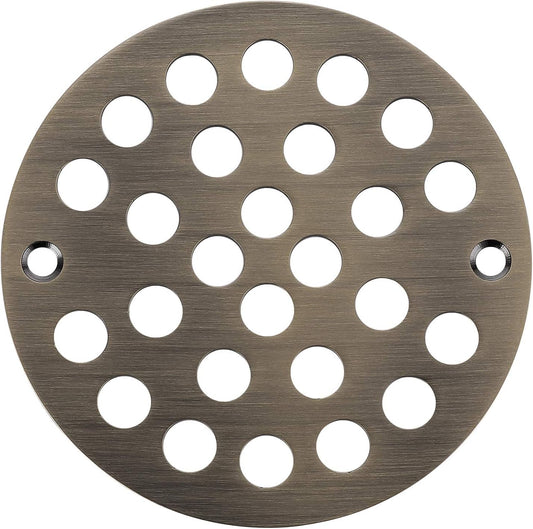 4-Inch Screw-in Shower Strainer Drain Cover Replacement Floor Strainer (Antique Brass)