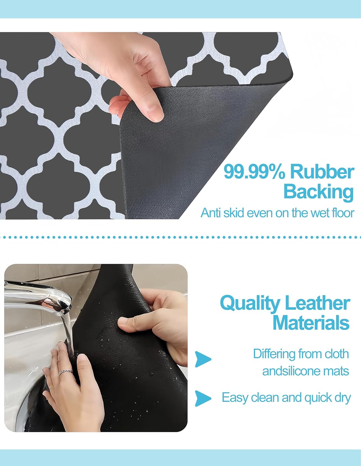 Dish Drying Mat for Kitchen Counter, 16"x24" Dish Drying Pad with Non-slip Rubber Backed, Hide Stain Anti Absorbent for Kitchen Counter, Drying Mat for Coffee Machine Dish Rack (Gray Trellis)