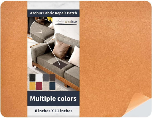 Azobur Velvet Patch,Self-Adhesive Rectangular Flannel Fabric Patch,Multicolor Available Anti Scratch Velvet 8X11 Inch Peel and Stick for Sofas, Automotive Interior, Handbags,and Pillow (Orange)