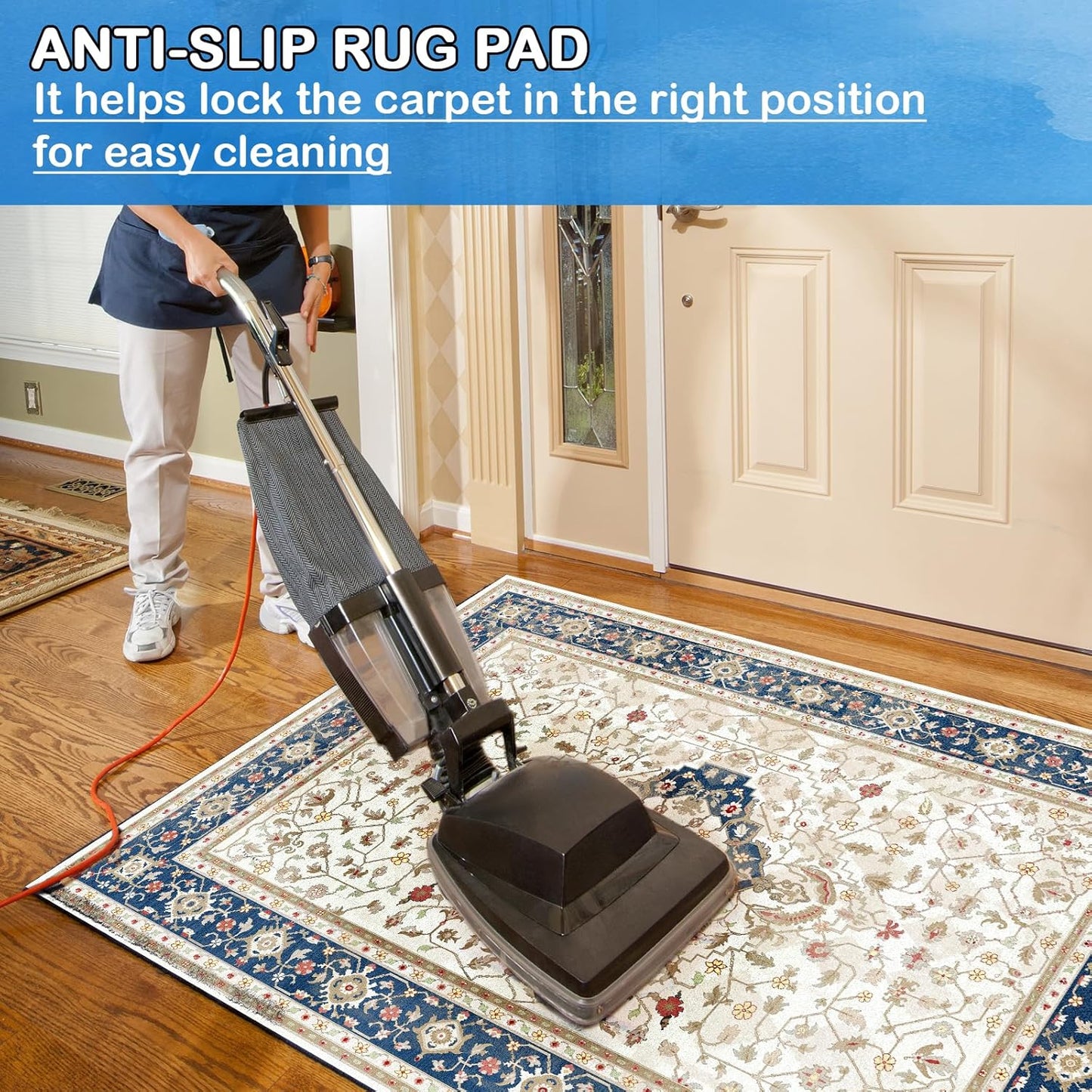 Non-Slip Rug Pads 2 x 20ft, 100% Waterproof Extra Large Area Rugs Non Skid Rug Pad for All Floors and Finishes Durable Hardwood Floor Protective Felt Keeps Rugs in Place, Safe and Secure