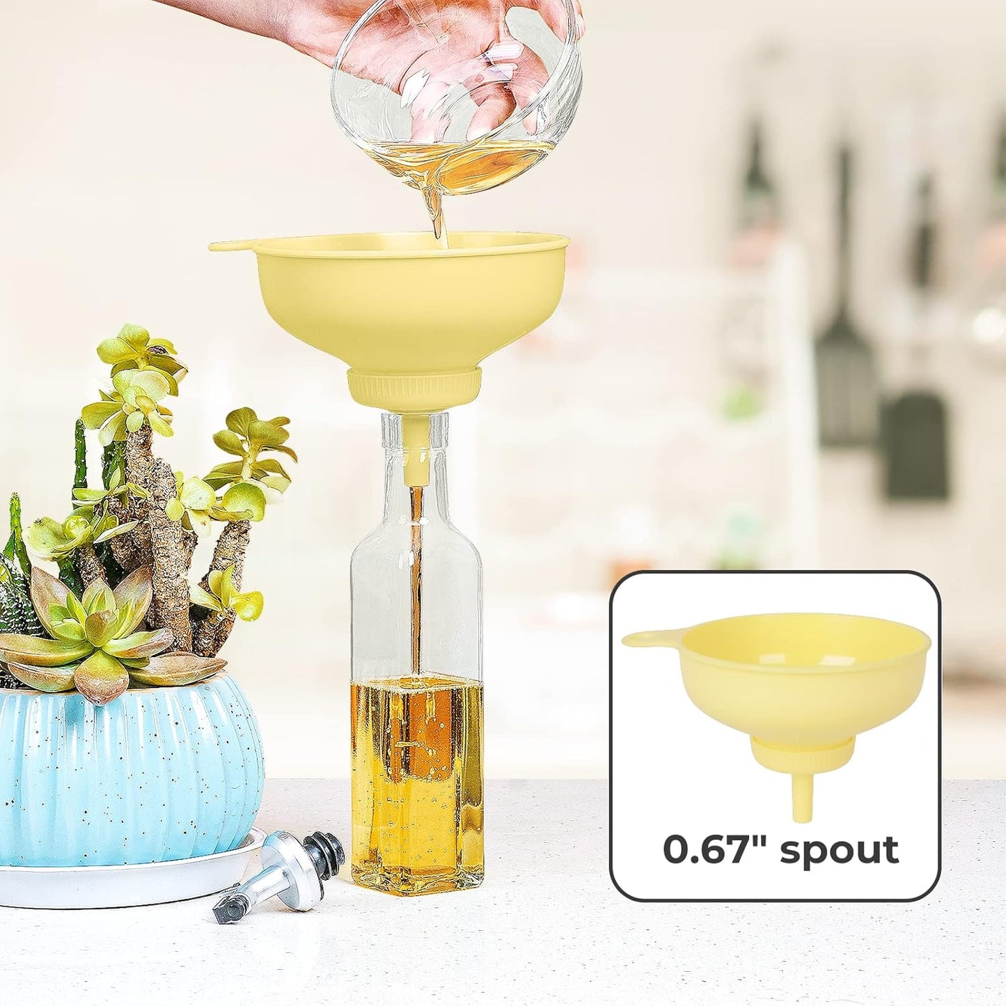 Wide Mouth Kitchen Funnel, Food Grade Plastic Cooking Canning Funnel with 4 Sizes Spouts for Filling Wide and Regular Mason Jars, Spray Dropper Oil Bottle Jug Spices Shampoo Sauce