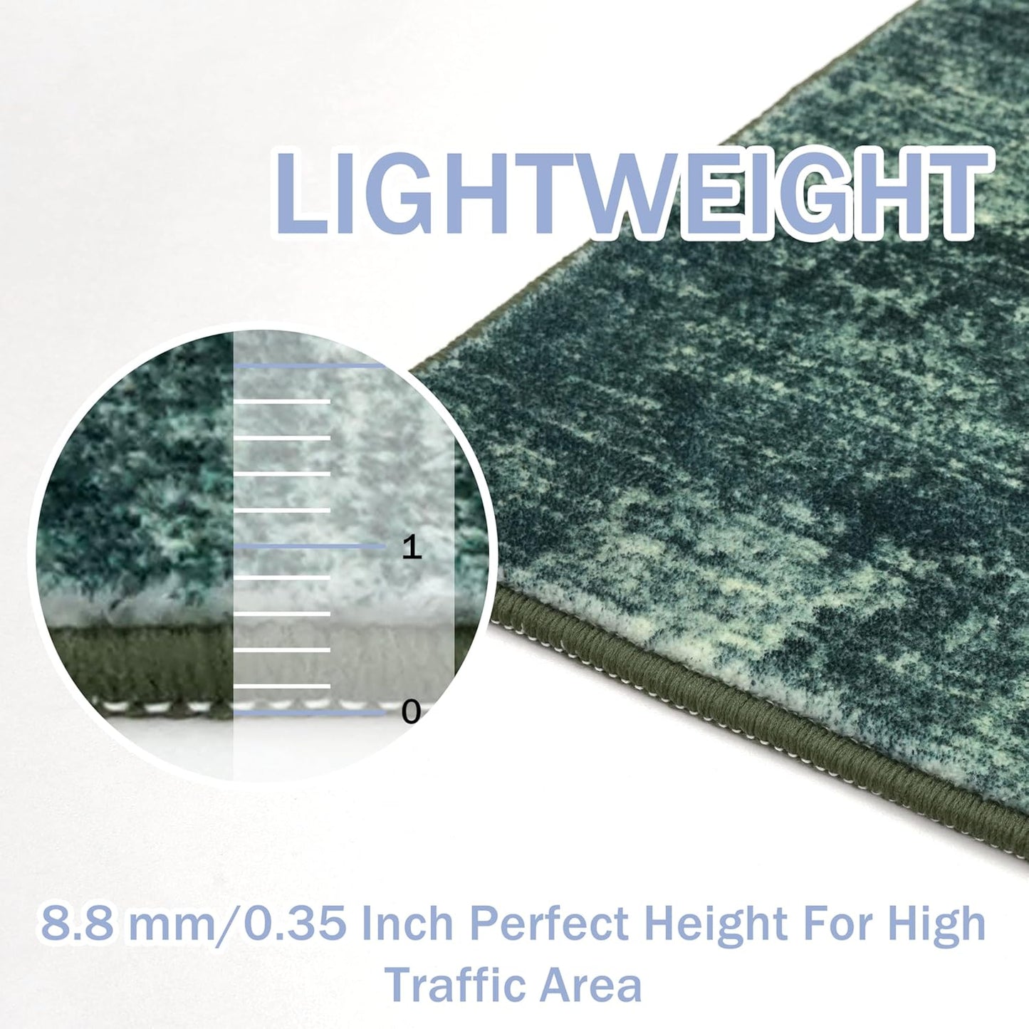 IOHOUZE Abstract Runner Rug 2x6 Ft Washable Runners for Hallways, Non Slip Kitchen Runner Printed Faux Wool Entryway Runner Indoor, Modern Abstract Floor Carpet for Hall Kitchen Bedroom, Dark Green