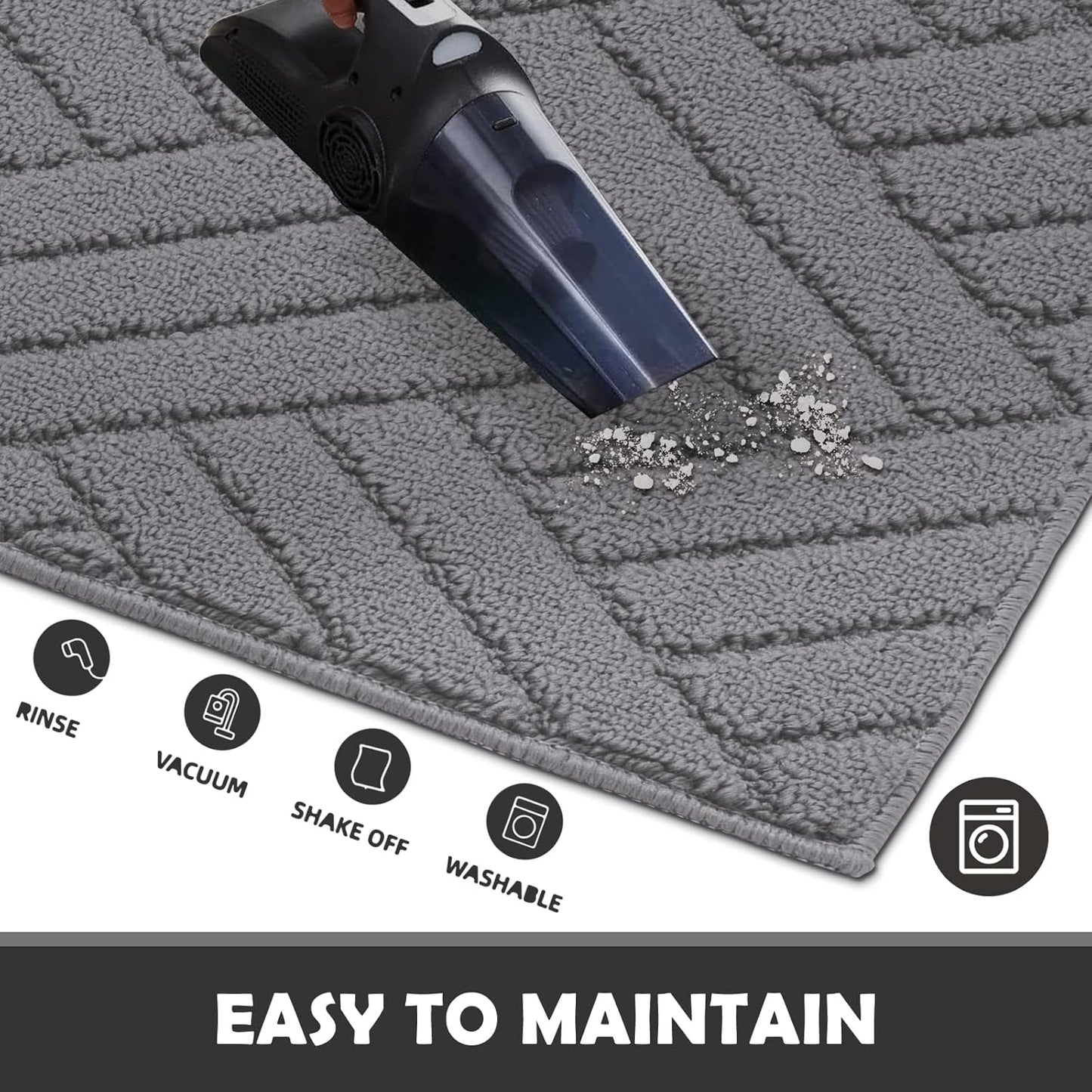 Door Mat Indoor Doormat, Entryway Rug Door Mats Non-Slip Rubber Backing,Heavy Duty Low-Profile Entrance Rugs, Absorbent Resist Dirt Doormats Floor Door mat for Entryway,32"x48"Grey