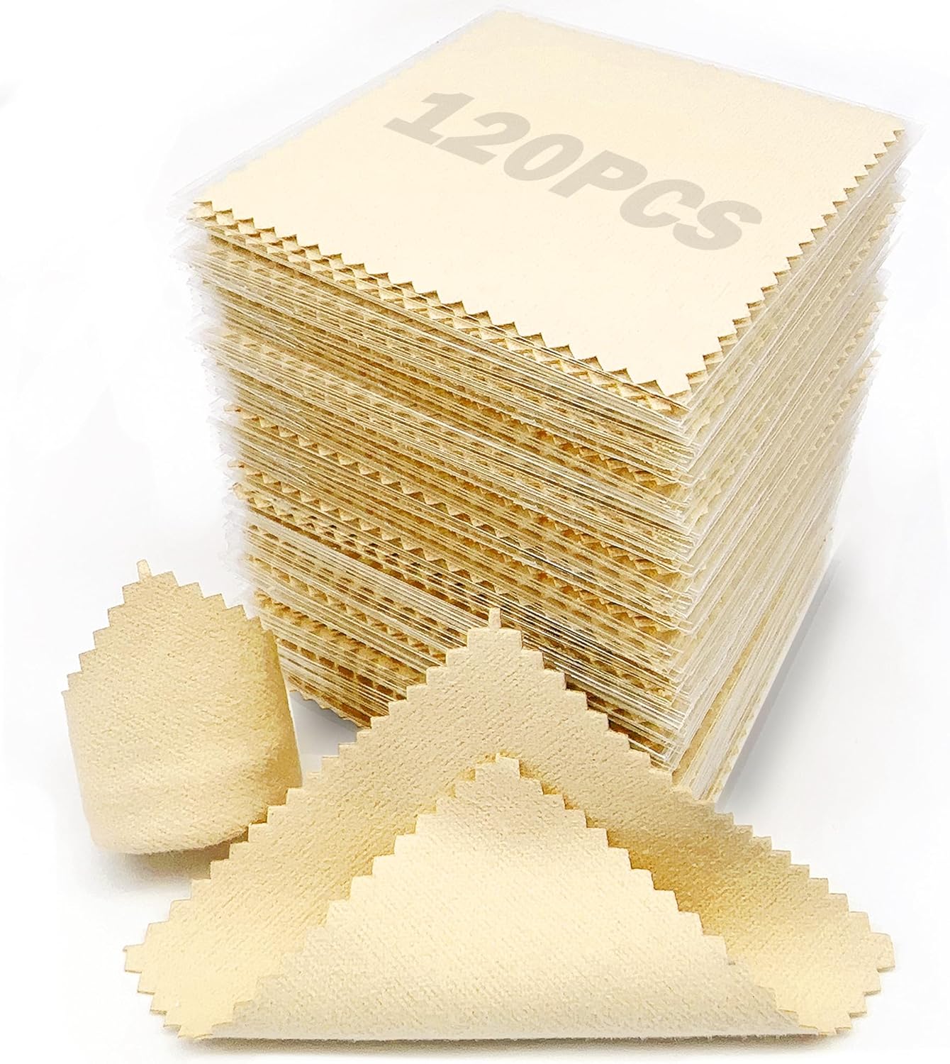 XIAOXINGYUN 120 PCS Jewelry Cleaning Cloth Jewelry Polishing Cloths Individually Wrapped Silver Cleaning Cloth for Jewelry Sterling Silver, Gold, Platinum,Coins, Watch (3.15 x 3.15 Inches)