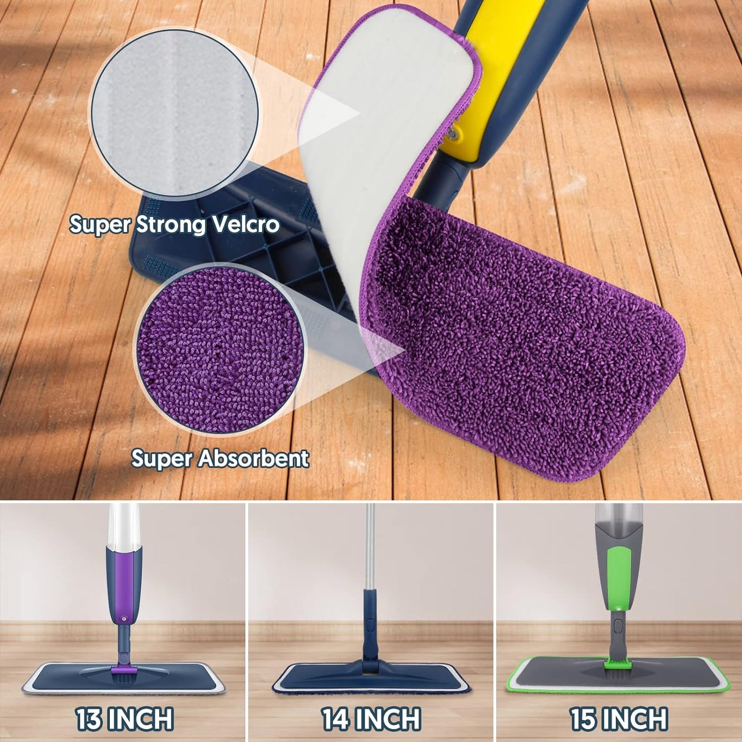 7 Count Reusable Mop Pads for Swiffer PowerMop -MEXERRIS Microfiber Wet Mops Refills PowerMop Pads Refills Machine Washable Hard Floor Mop Pads Replacement for 13''-15'' Spray Floor Mops