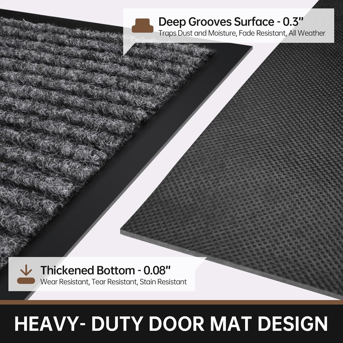 Front Door Mat, 72" x 36" Heavy Duty Indoor Outdoor Doormat, Non-Slip Welcome Mats for Entryway, Rubber Backing Low Profile Commercial Door Mats
