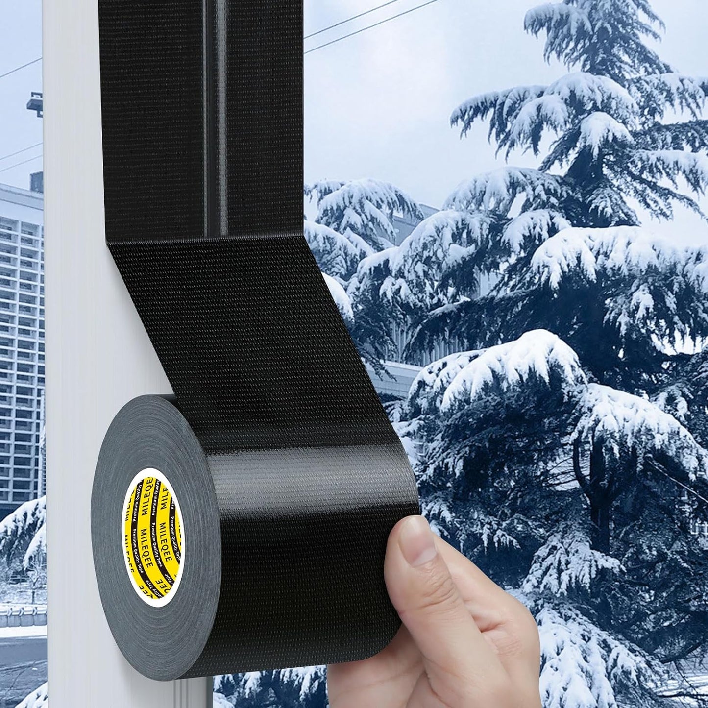 Cloth Duct Window Seal Strip Tape for Winter, 2.75in x 66FT, Weather Stripping Sealing Insulation Tape for Windows and Door, Easy Tear Sealer Draft Blocker Black