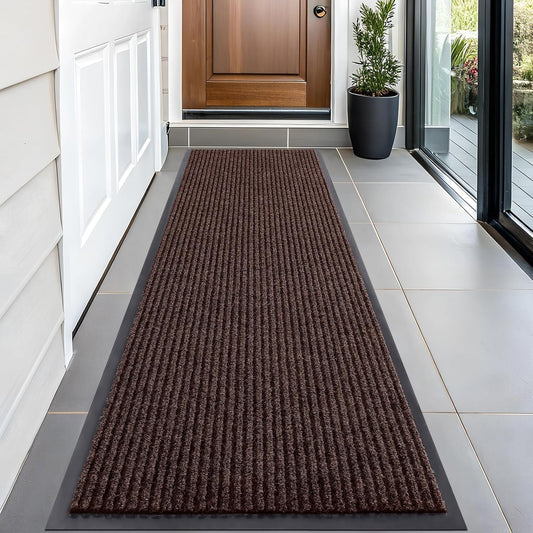 OLANLY Front Door Mat Indoor Outdoor Entrance, Waterproof Heavy Duty Doormat, Fade Resistant, Low Profile, Easy Clean Patio Porch Welcome Floor Mats for Entry, 59x20, Brown