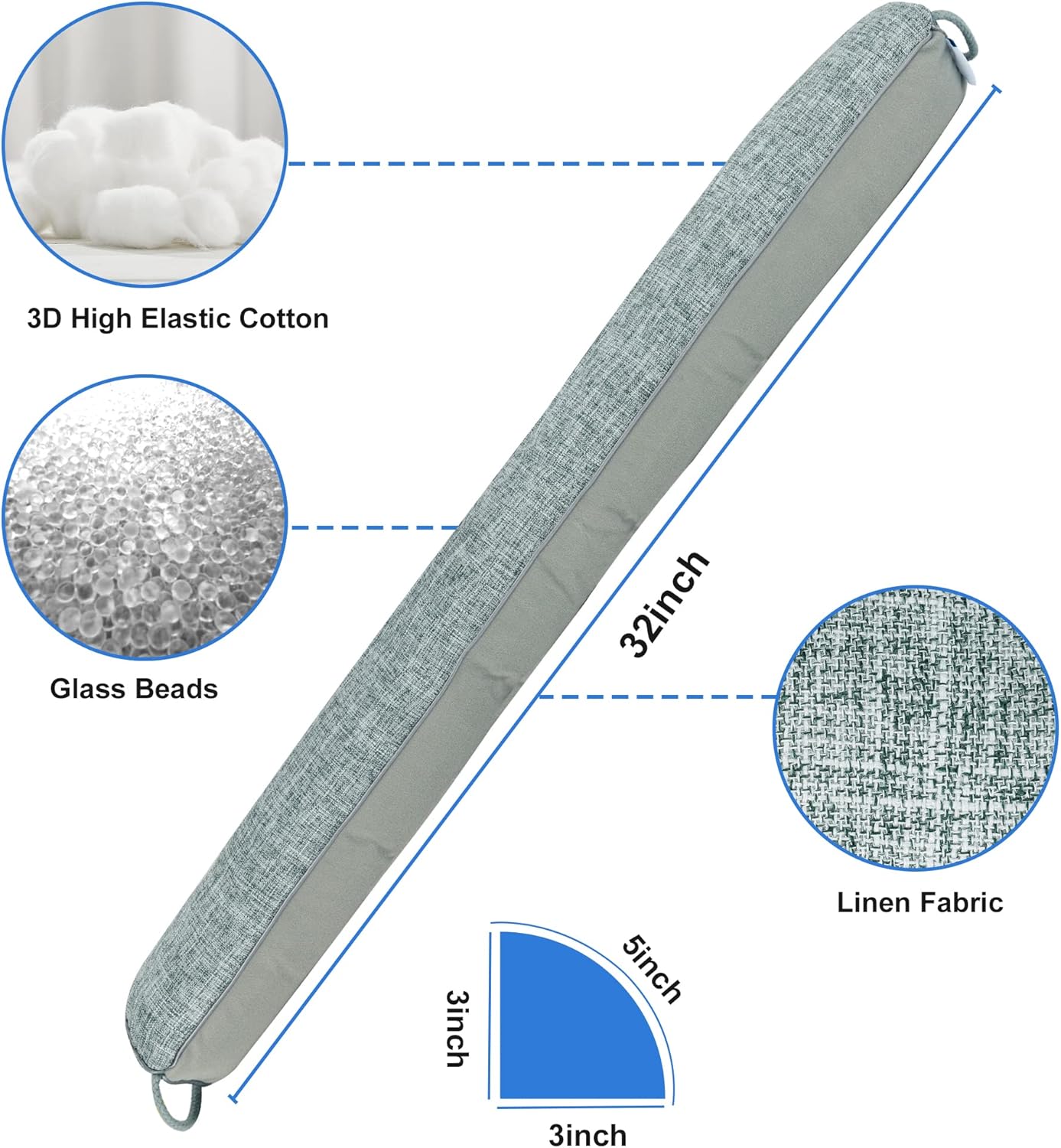 NABOWAN 32" Weighted Under Door Draft Stopper -Triangular Door Draft Blocker with Hook Loops for Easy Install, Save Energy, Home Room Essentials