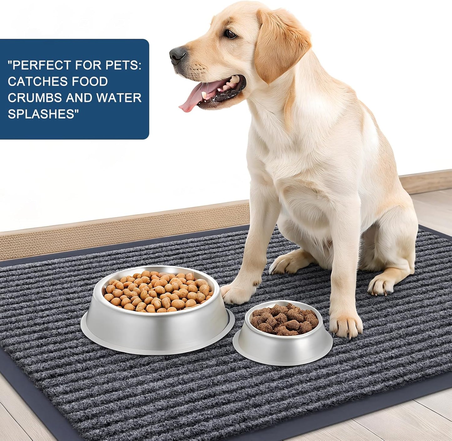 OLANLY Front Door Mat Indoor Outdoor Entrance, Waterproof Heavy Duty Doormat, Fade Resistant, Low Profile, Easy Clean Patio Porch Welcome Floor Mats for Entry, 59x23, Grey