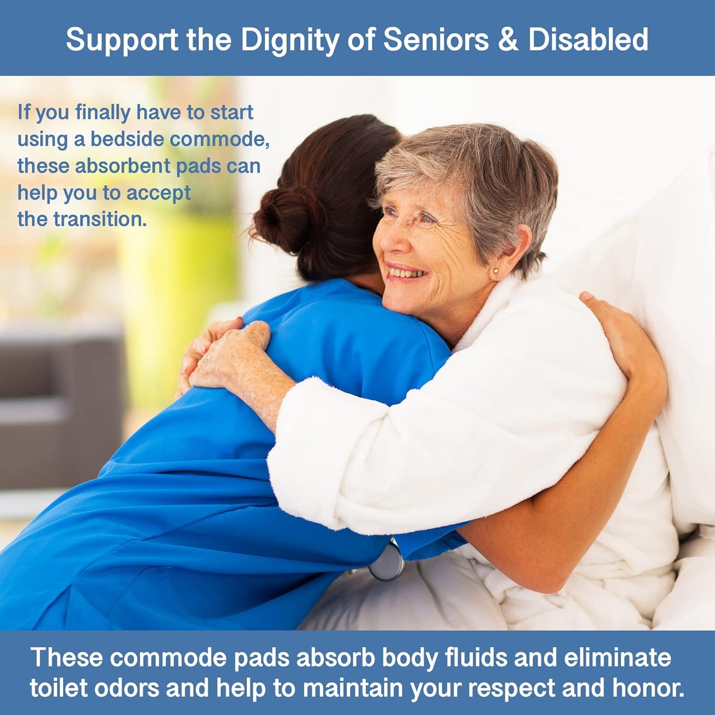 Commode Absorbent Pads for Bedside Commode Liners - 100 Pads for Portable Toilet Bags- No More Days Doing The Dirty Work - For Bedside Toilet Liners, Potty Bags for Portable Toilet, Potty Chair Liners