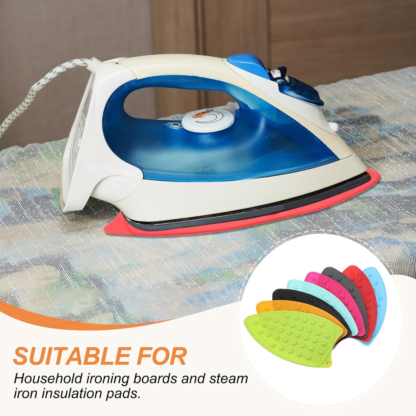 PATIKIL Silicone Iron Rest Pad, Multipurpose Hot Heat Resistant Iron Rest Plate Protective Pad for Ironing Board Hot Resistant Steamer Steam Compact Mat, Blue