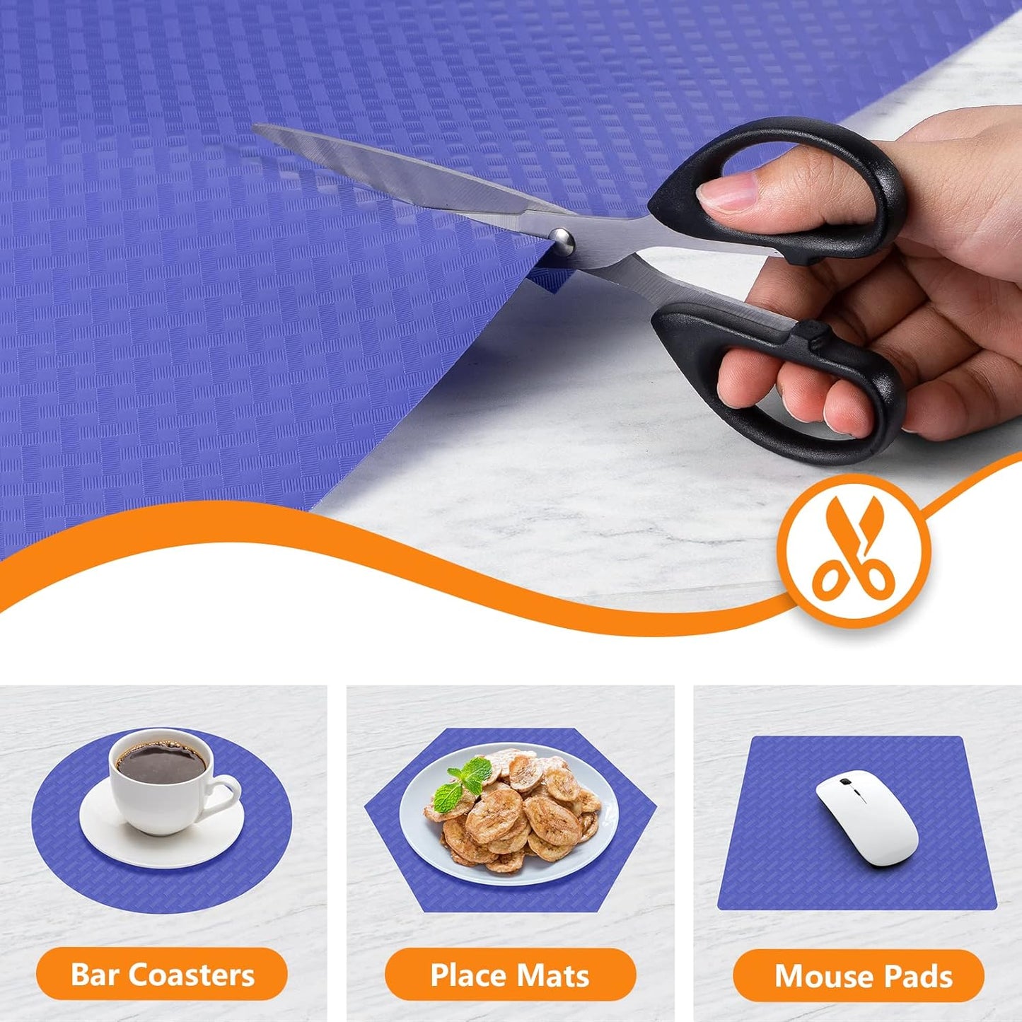 Shelf Liners for Kitchen Cabinets Refrigerator Liners Waterproof Kitchen Cupboard Liner Non Adhesive Drawer Mats EVA Material Fridge Liner for Shelves - Blue 17.5 x 393.7 Inches