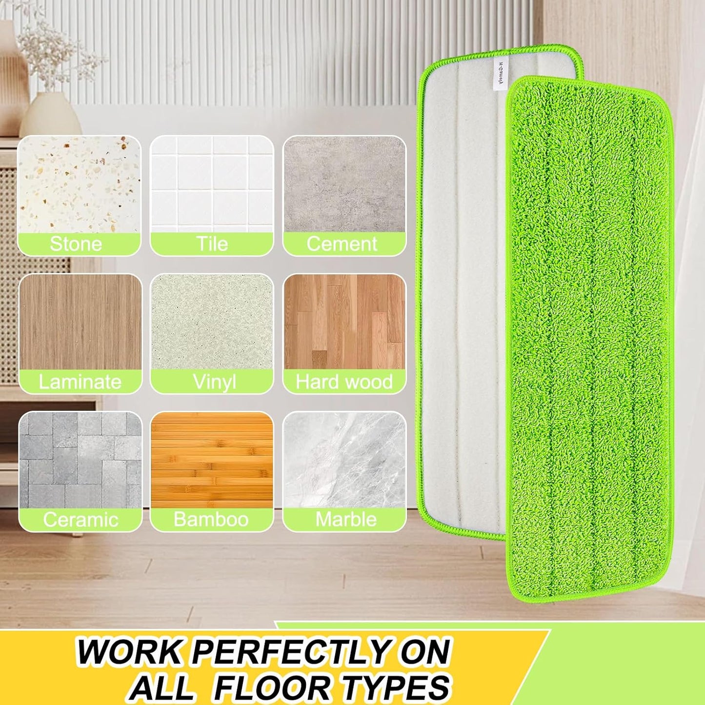 16.5 inch Reusable Mop Pads Microfiber Spray Mop Replacement Heads for Wet/Dry Mops Compatible with Bona Floor Care System (5 Pack)