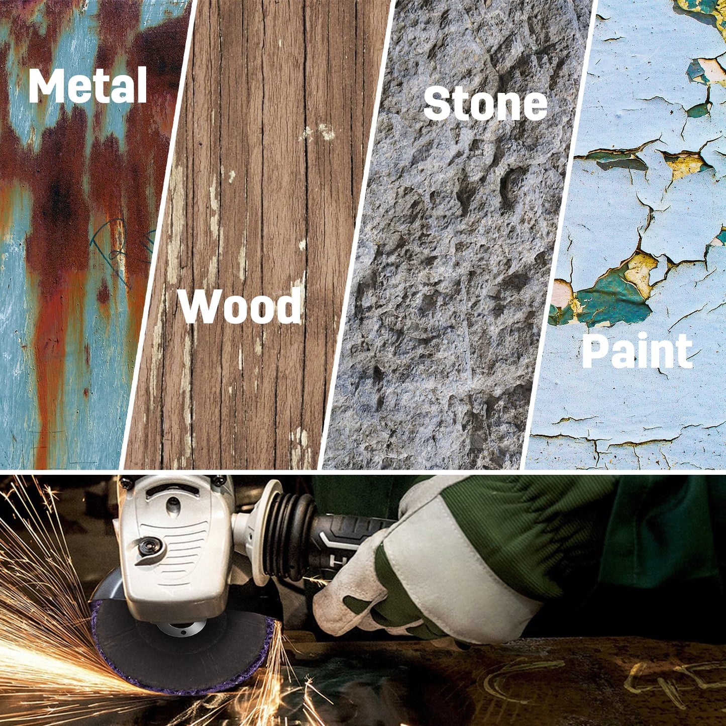 10 Pack Strip Disc Wheel for Angle Grinders Stripping Wheel, Paint Stripping Disc, Poly Abrasive Wheel for Metal Rust Welds, Oxidation, Paint Remover (4'' x 5/8''-Purple+Blue)