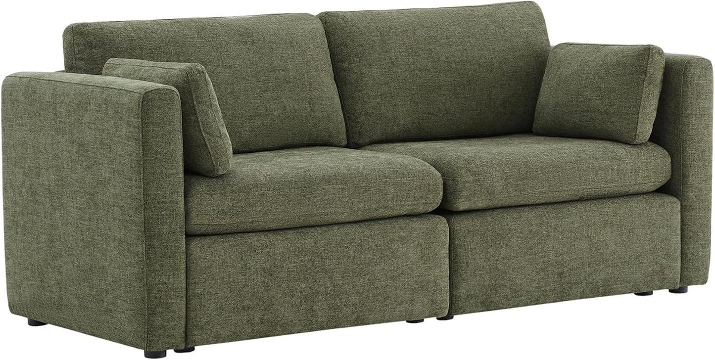 CHITA Small Modular Sectional Fabric Sofa Set, Extra Comfty Loveseat Cloud Couch, FSC Certified Modular Sectional Couch for Living Room, 78 inch Width,2 Seat Modular Sofa, Moss Green