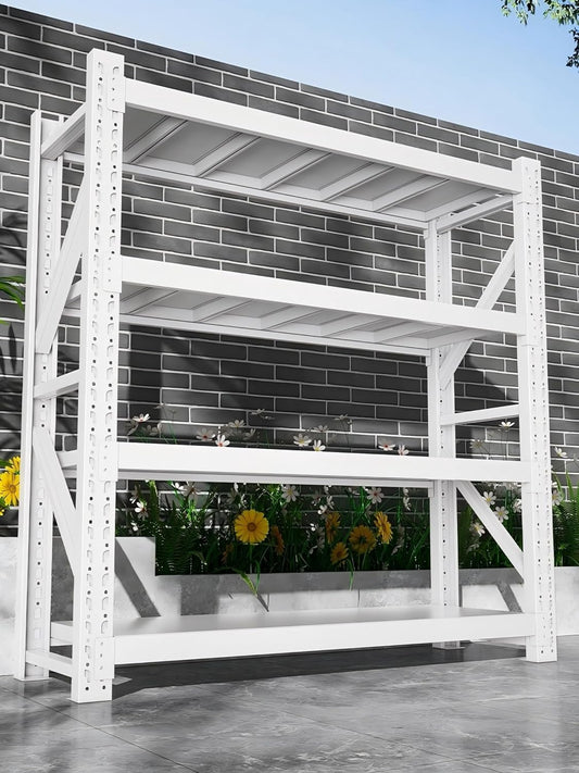 Storage Shelves Heavy Duty, Metal Garage Shelving Units, 4 Tier Storage Rack Shelf, Steel Industrial Shelving, Adjustable Standing Shelf for Basement/Warehouse (White, W59.06*D19.69*H78.74)