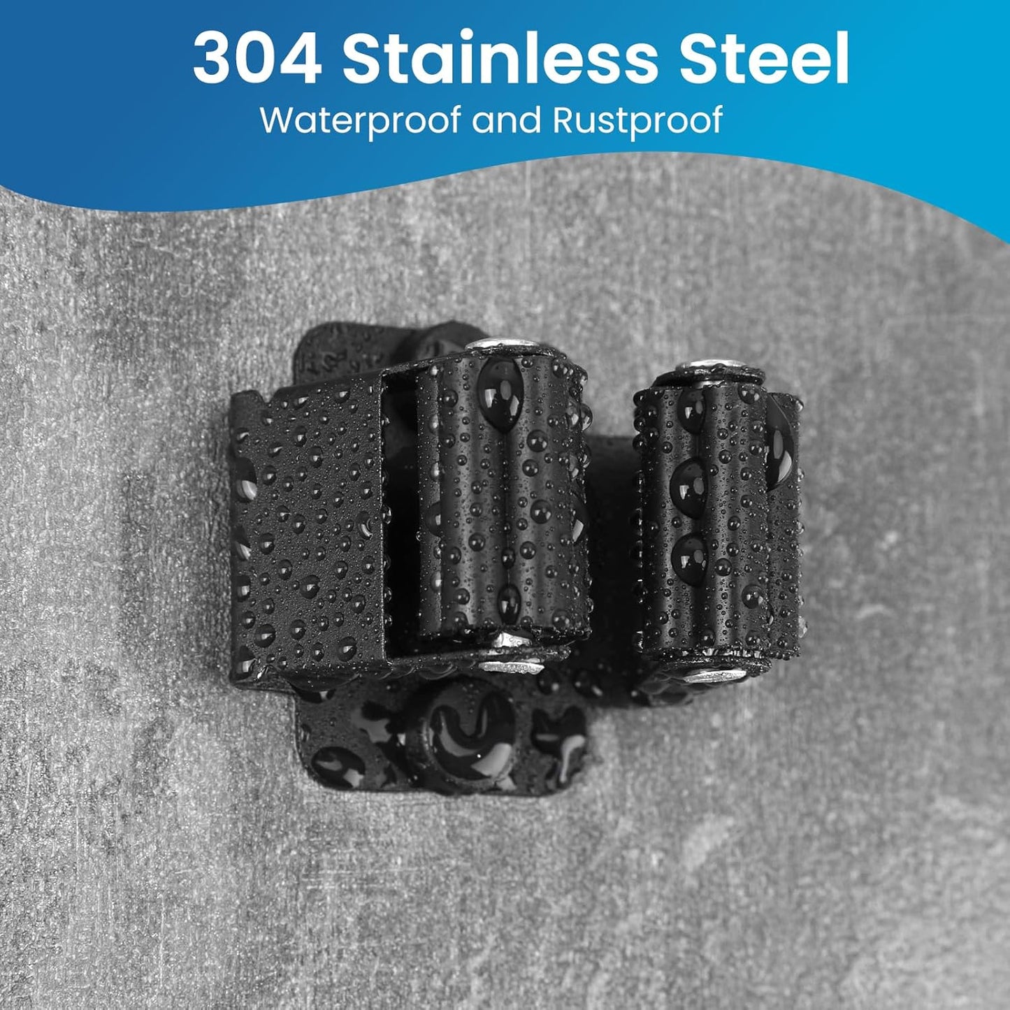 Broom Holder Wall Mount, 4PCS Broom Hanger Wall Mount, Stainless Steel Heavy Duty Mop Holder Broom Mop Hanger Wall with Screws, Garden Outdoor Tool Organizer Rack Broom Hanger (Black)