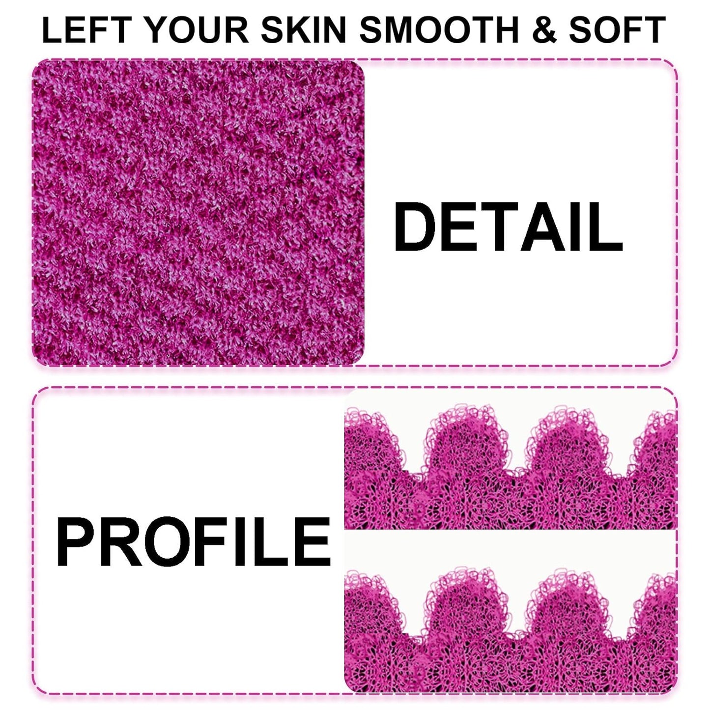 Evridwear Exfoliating Dual Texture Bath Gloves for Shower, Spa, Massage and Body Scrubs, Dead Skin Cell Remover, Gloves with Hanging Loop (1 Pair Innuendo Heavy Glove)