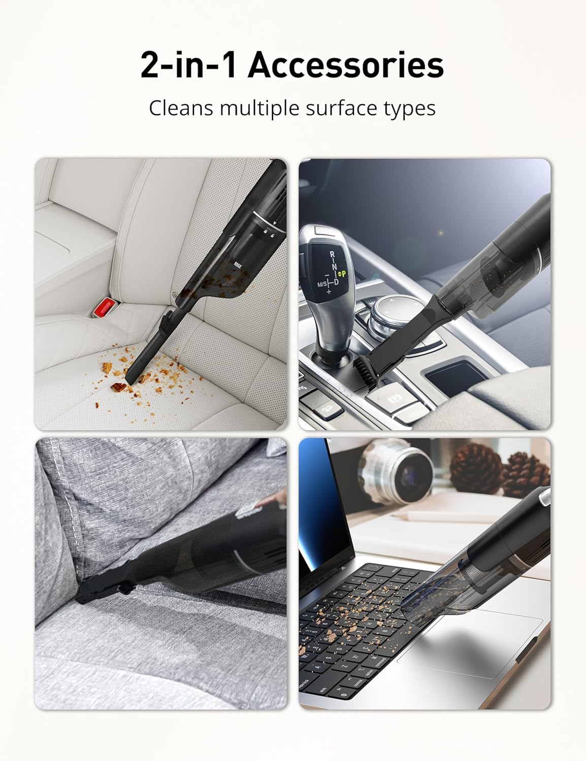 Successor Handheld Vacuum, Cordless Vacuum 15KPA Powerful Car Vacuums, Rechargeable, Charging Dock, Ergonomic Handle, 2-in-1 Crevice Tool, Portable Handheld Vacuums with 2-Speed for Car