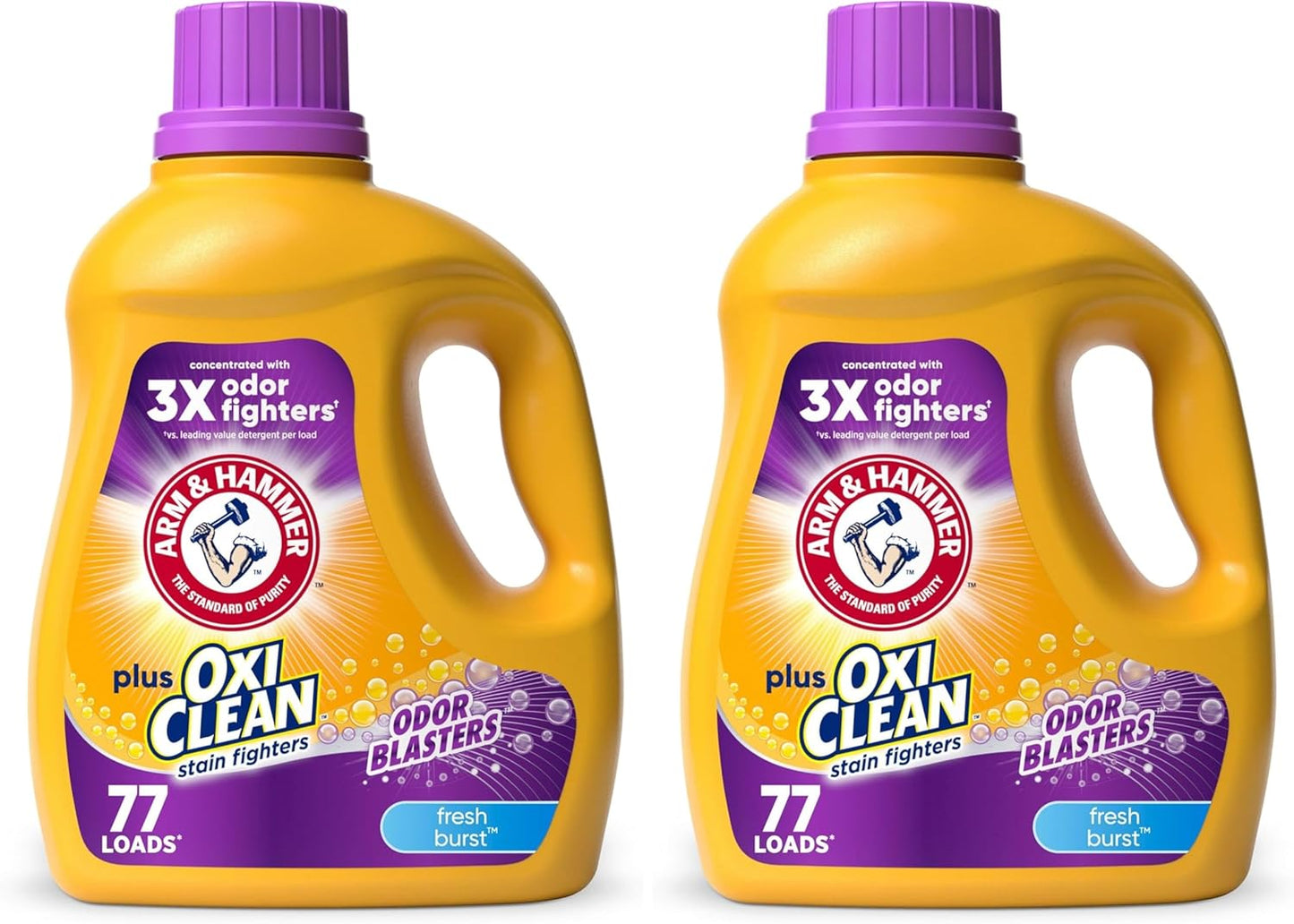 ARM & HAMMER Plus OxiClean Odor Blasters Fresh Burst, 77 Loads Liquid Laundry Detergent, 100.5 Fl oz (Pack of 2)
