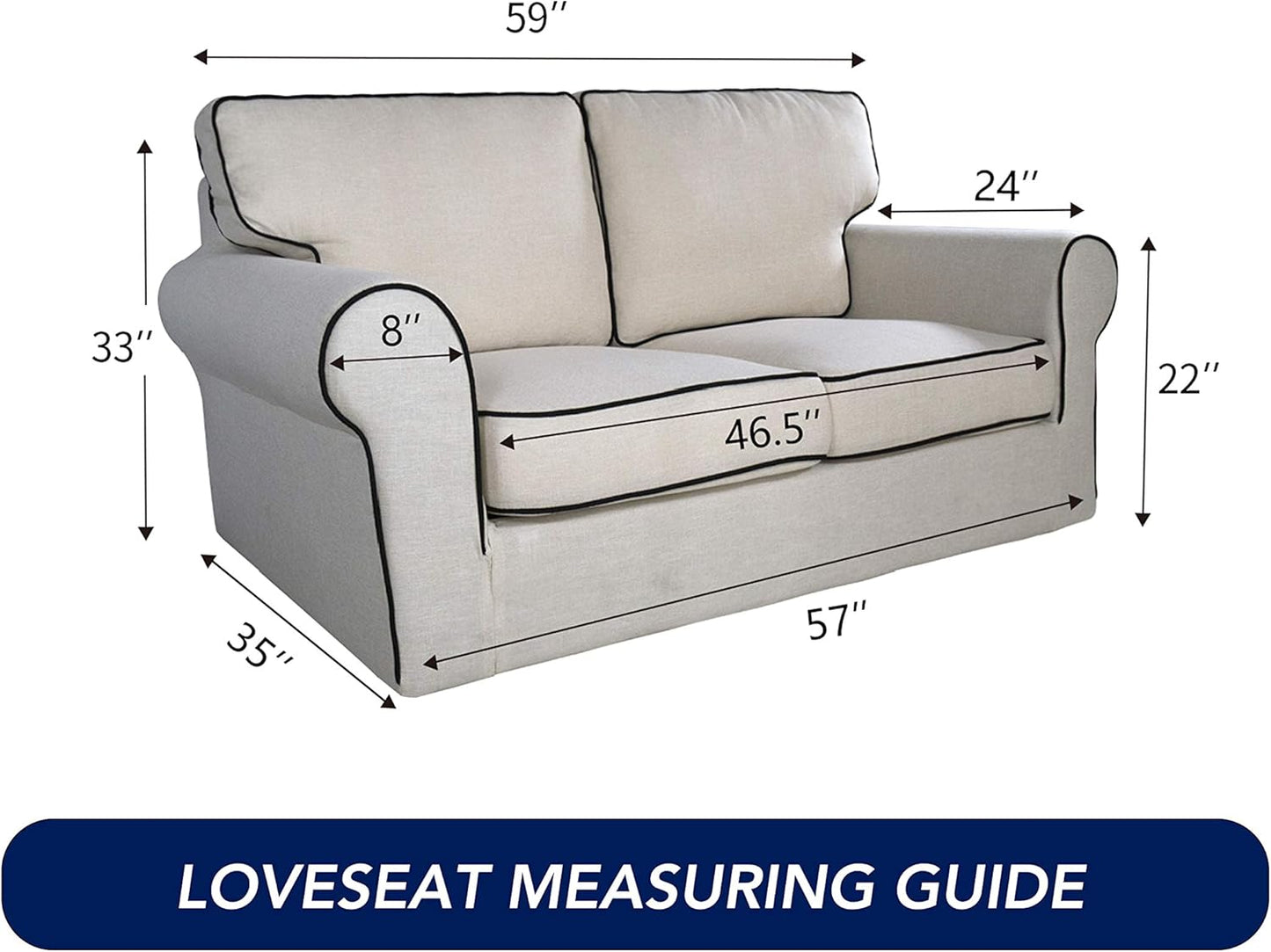 PureFit Reversible Quilted Sofa Cover, Water Resistant Medium Slipcover Furniture Protector, Washable Couch Cover with Non Slip Foam and Elastic Straps for Kids, Dogs, Pets (Loveseat, Blue/Ivory)