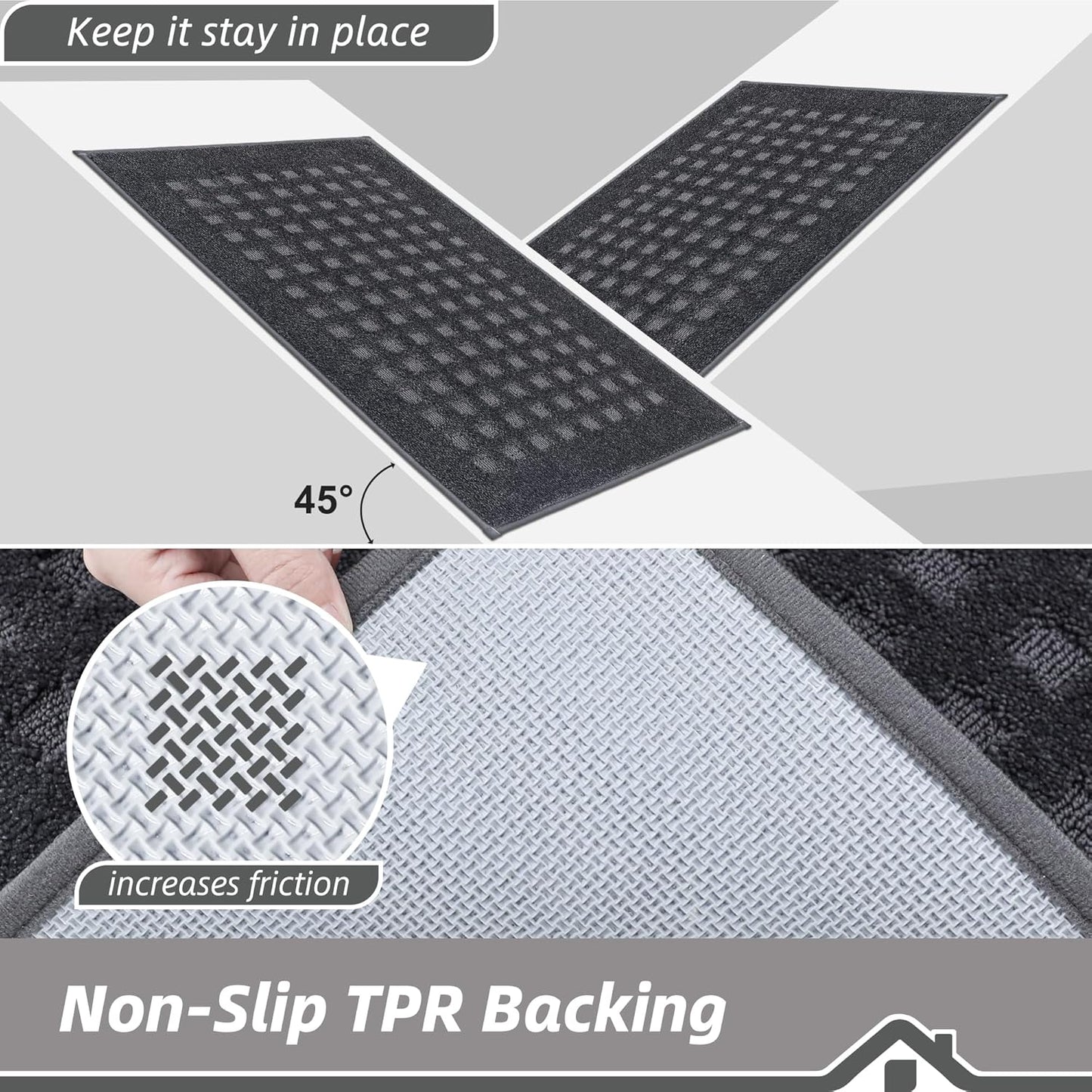 BEQHAUSE Waffle Door Mats Indoor 32"x48", Dog Mat for Muddy Paws Absorbent and Dirt Resist Floor Mats Non-Slip Washable Rugs for Entryway, Welcome Mat for Front Back Door, Muddy Wet Shoes, Dark Grey