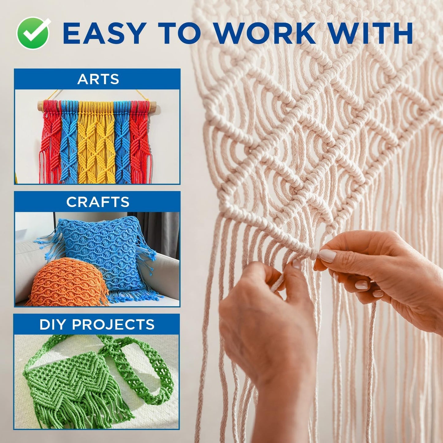 TECEUM Cotton Rope 3/16” (5 mm) – 50 FT – Strong All-Purpose Braided Rope – Natural Cotton – for Crafting, Сamping, Clothes Line, DIY, Indoor & Outdoor Use – Pink