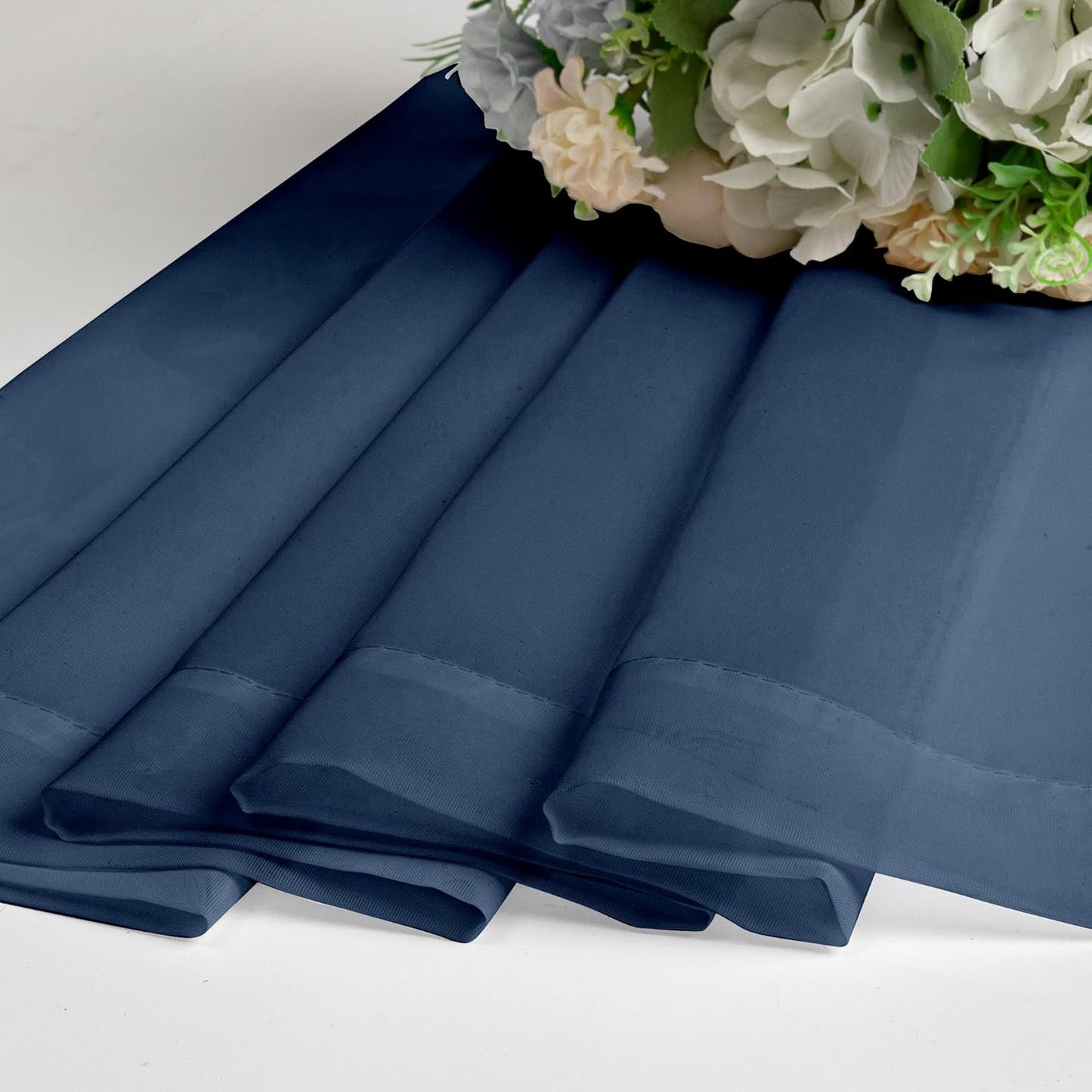Chyhomenyc Navy Blue Sheer Curtains 30 inch Length 2 Panels, Light Filtering Voile Rod Pocket Short Window Curtians for Bathroom Living Room Farmhouse Small Windows, 42Wx30L inches