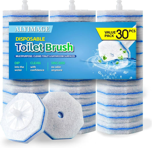 30Pcs Disposable Toilet Wand Refills Easy Cleaning Toilet Bowl Fiber Wand Heads Compatible with Most Toilet Brushes