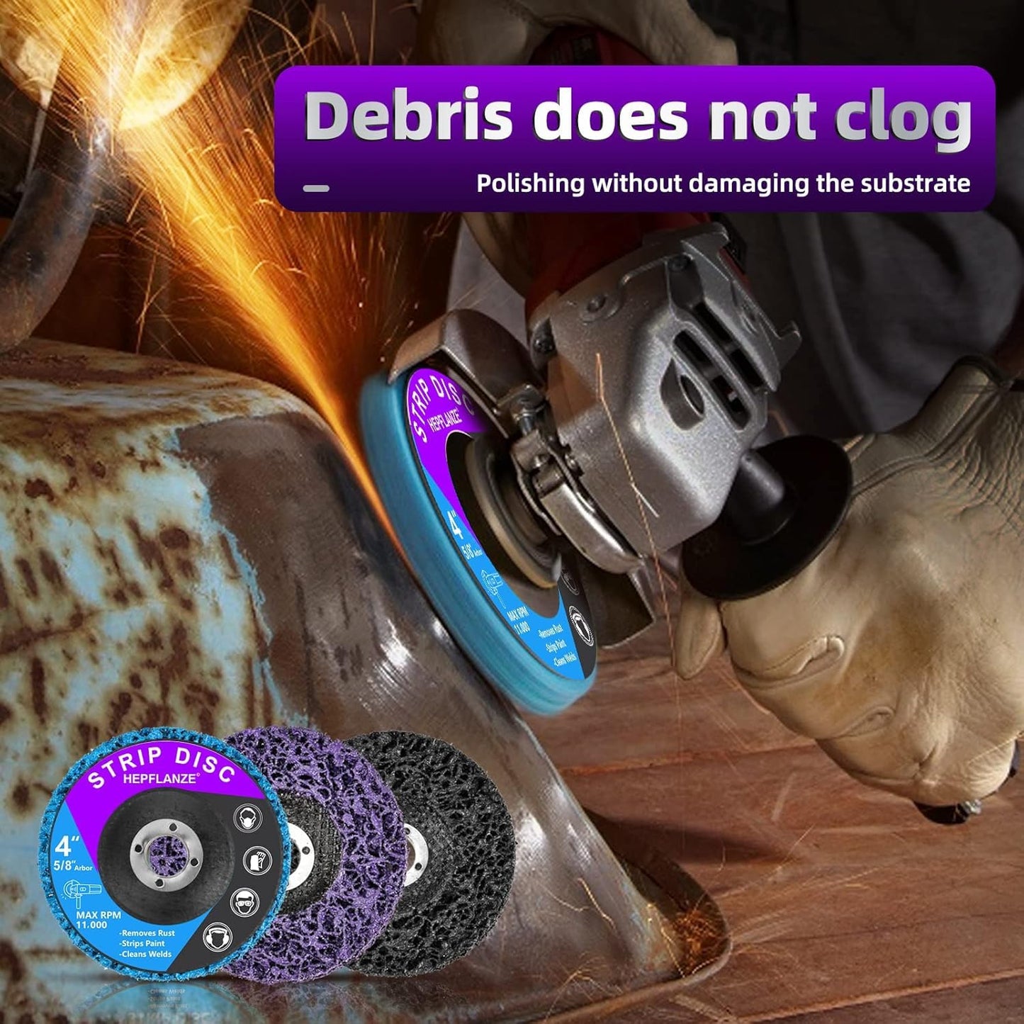 12 Pack Strip Discs 4 inch Stripping Wheel for Angle Grinder Clean and Remove Paint Coating Rust Welds Oxidation for Metal and Wood (4" x 5/8")