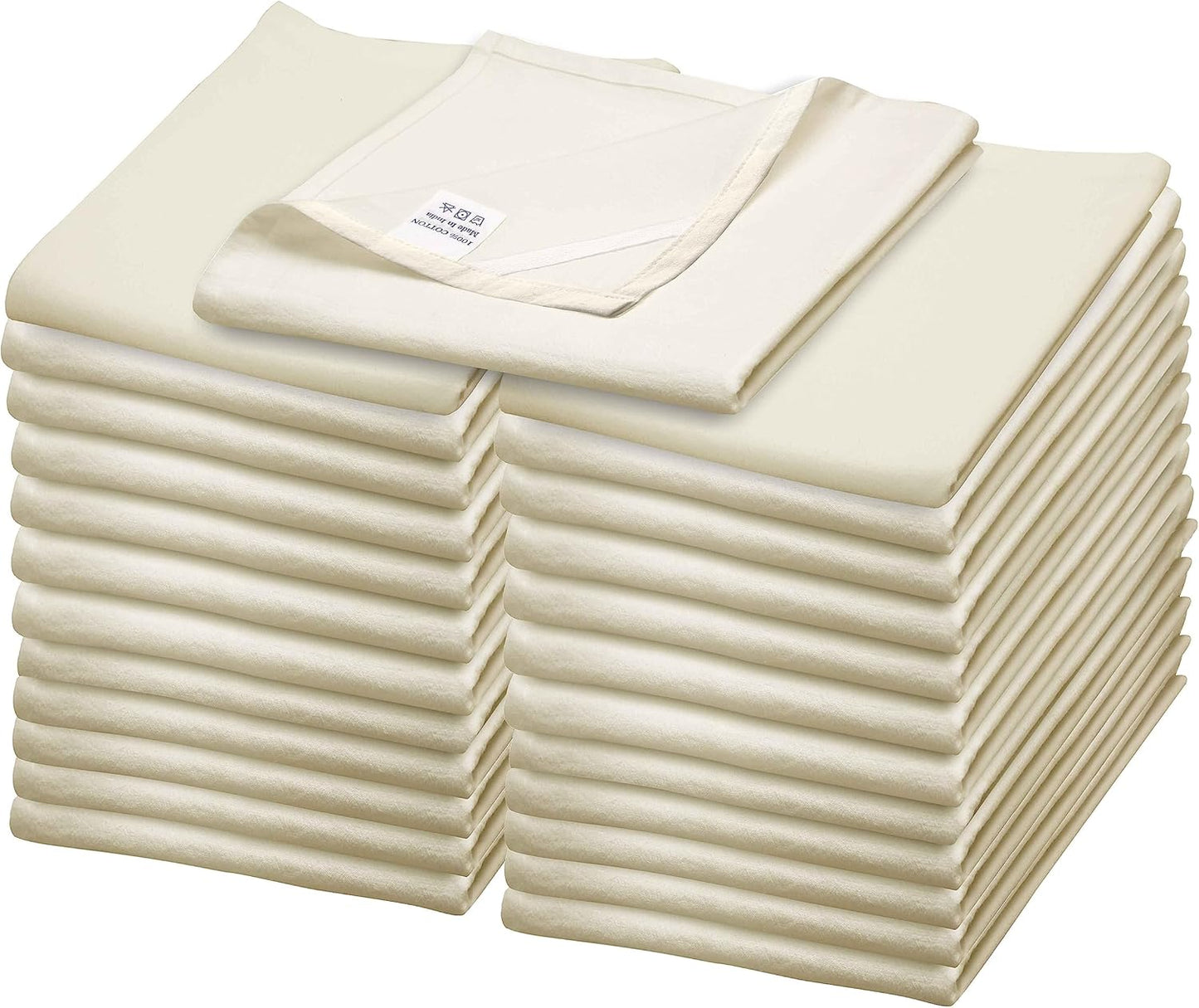 WHITEWRAP Flour Sack Towels| Tea Towel for Crafts| Kitchen Dish Cotton Blank Towel for Embroidery|Baking Bread Proofing Linen Cover| Thick Absorbent Quick Dry| 24 Pack 28"x28" Natural