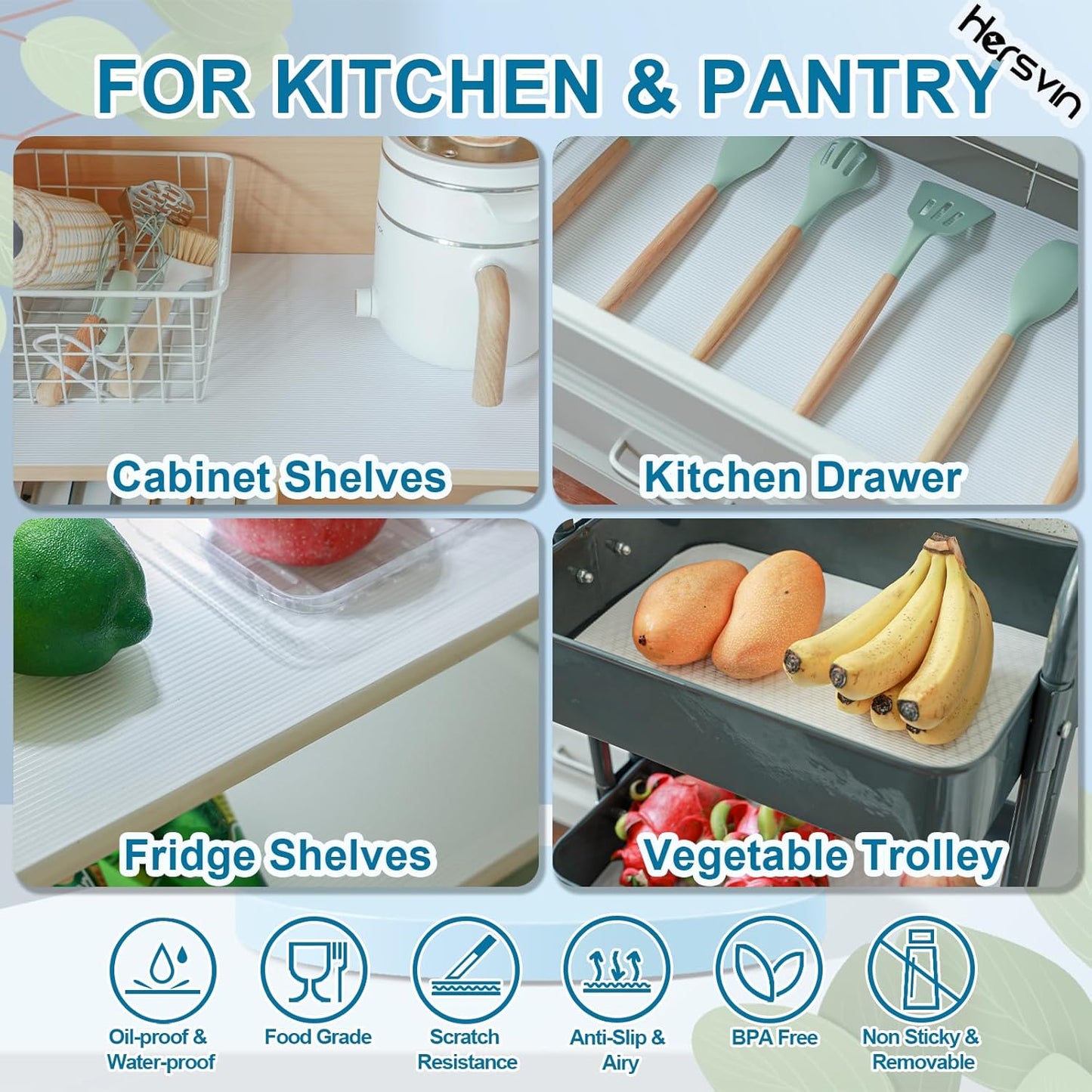 Shelf Liners 10 in x 20 ft EVA Drawer Mats, Non-Adhesive Cupboard Protector, Kitchen Cabinet Lining Fridge Liner (White Stripe, 25.4x610cm)