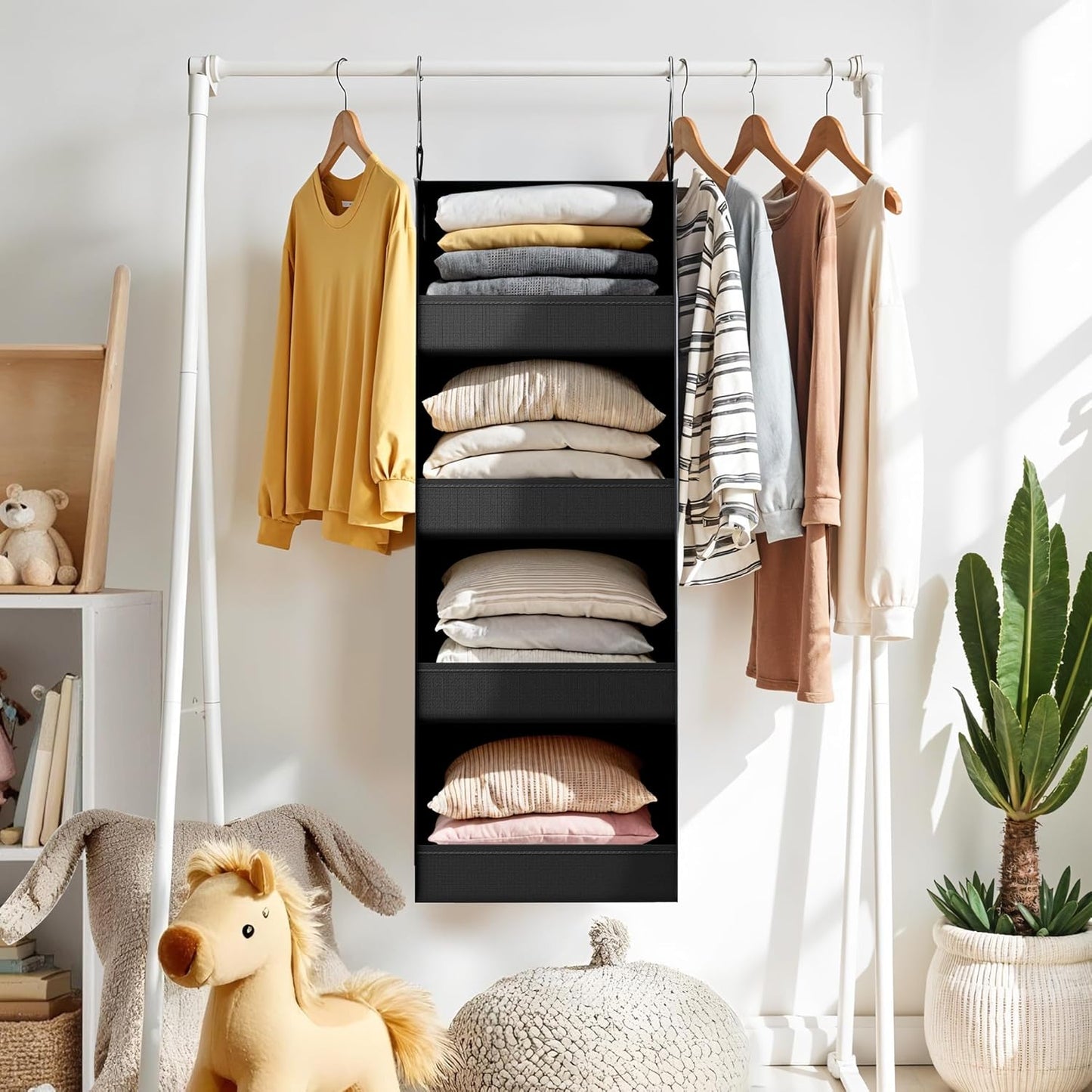 GRANNY SAYS 4-Shelf Hanging Organizer, Wall Mount, Fabric, 1-Pack