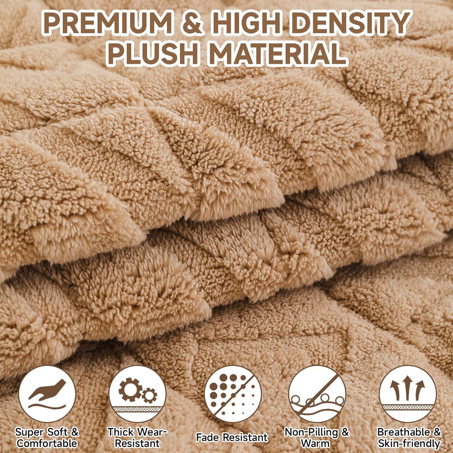 OTOB Couch Cover for Dogs Washable Pet Friendly, Non Slip Plush Funny Fuzzy Loveseat Sofa Cushion Slipcovers, All Seasons Geometric Jacquard Soft & Cozy Pet Bed Mat Protector (Coffee, 27.6" x 47.2")