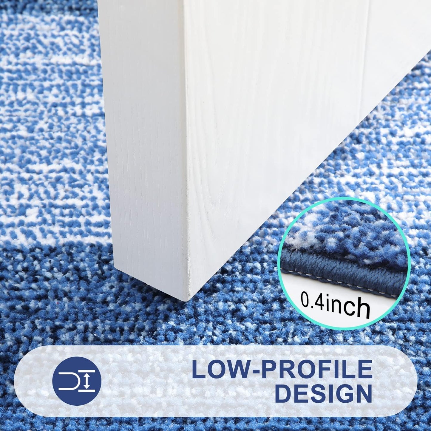 Kitinjoy Indoor Outdoor Door Mat, 59x24 Non-Slip Absorbent Dirt Trapper, Low-Profile Washable Inside Entrance Front Floor Mat, Sturdy Soft Entry Doormats for Entryway, Navy Blue