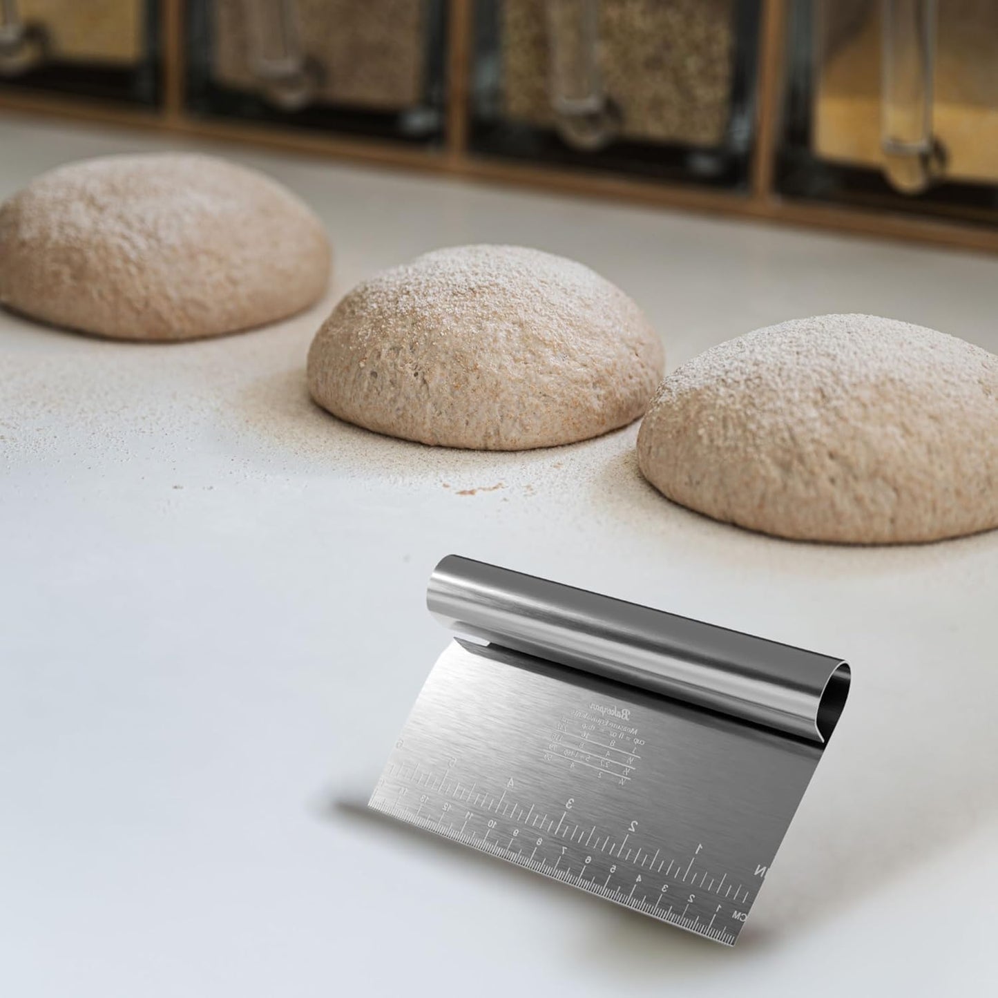 Bakerpan Stainless Steel Heavy Duty Dough Cutter, 3 Size Set - Metal Bench Scraper Kitchen Utensils, Chopper, Pizza and Pastry Cutter Tool, 10, 8, 6 Inch