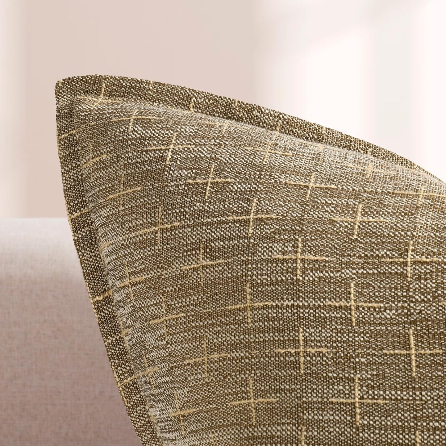 ZWJD Pillow Covers 22x22 Set of 2 Soft Polyester Textured Pillow Covers with Stylish Flange Edge Cozy Farmhouse Throw Pillows for Couch Bed Sofa Living Room