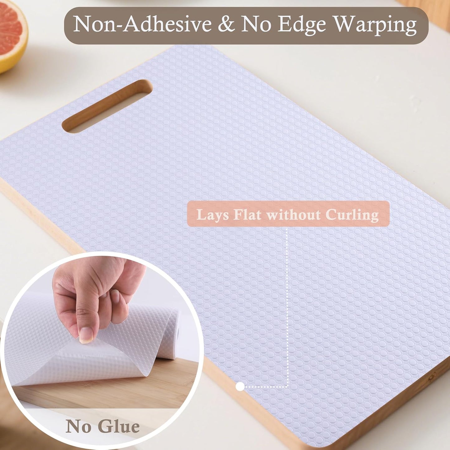 Shelf Liner for Kitchen Cabinet 18 Inch Wide X 20 Ft Non-Slip Drawer Mat Waterproof & Oil-Proof Cabinet Mat for Cupboard Pantry Bedroom Bathroom Garage Non Adhesive Refrigerator Shelf Liner (White)