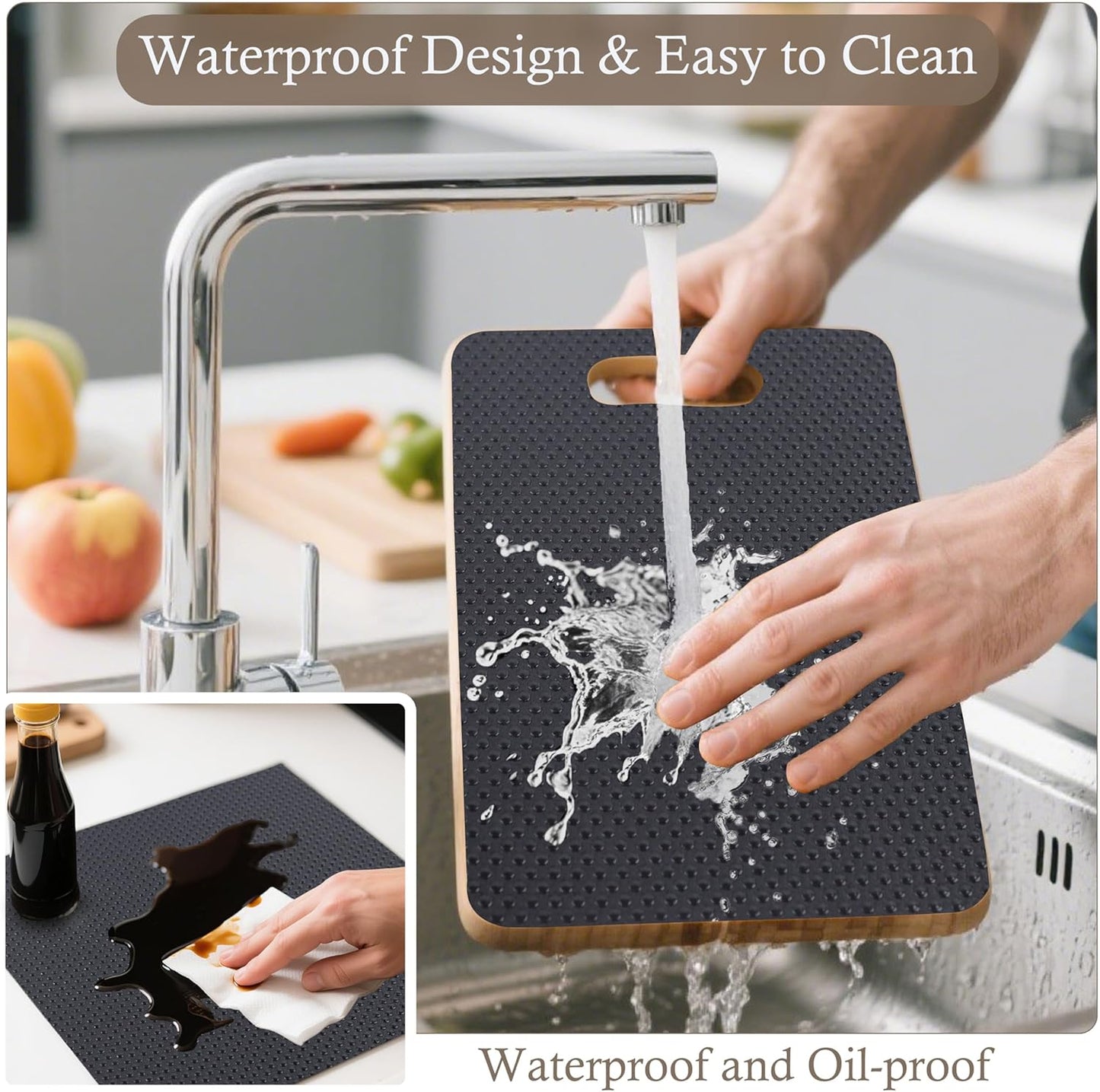 Cabinet Shelf Liner 24 Inch Wide X 20 Ft Non-Slip Kitchen Drawer Liners Waterproof & Oil-Proof Drawer Liners for Cupboard Pantry Non Adhesive Refrigerator Shelf Liner Strong Grip Cabinet Mat (Black)