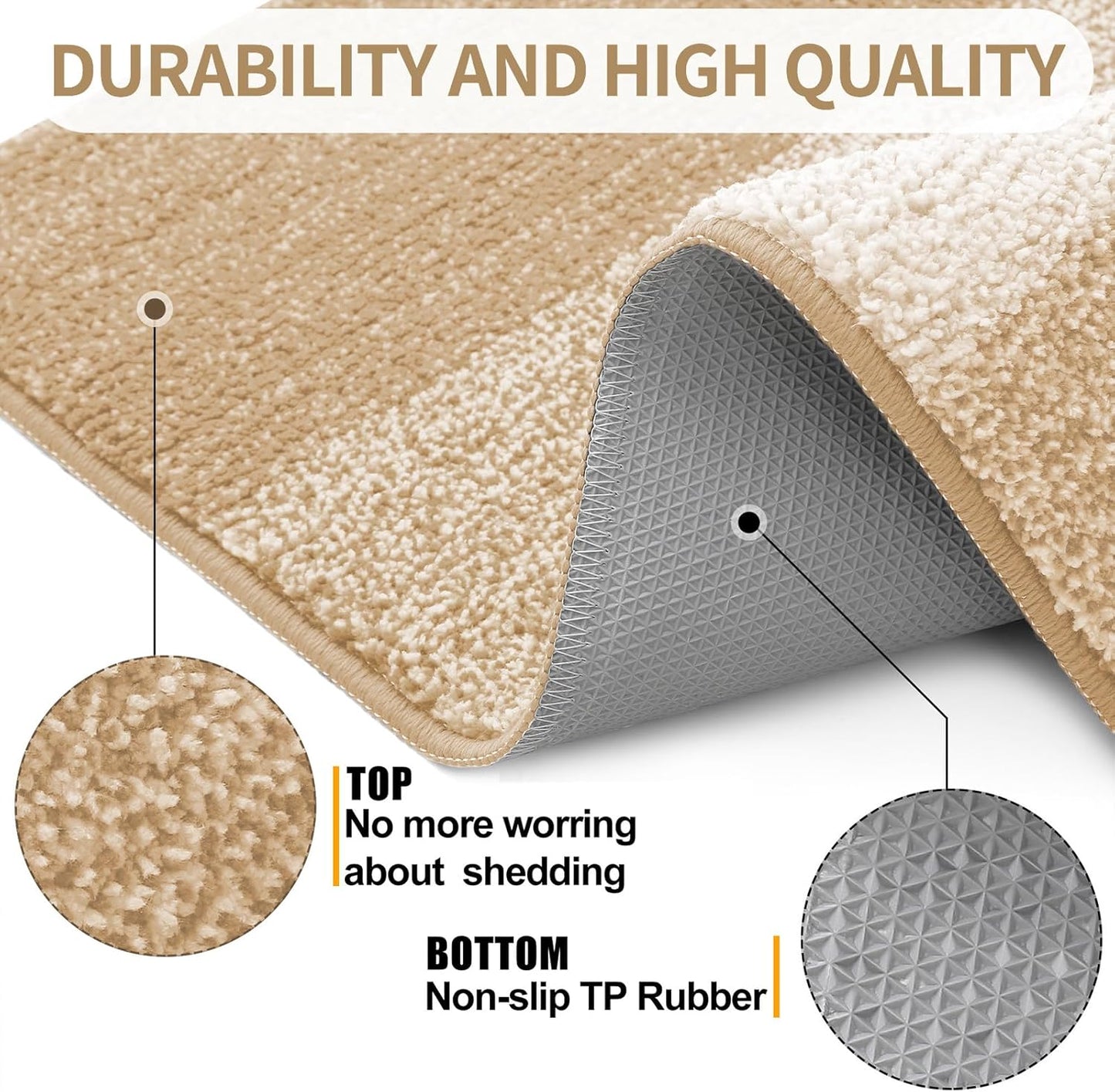 Kitinjoy Indoor Outdoor Door Mat, 36x24 Non-Slip Absorbent Dirt Trapper, Low-Profile Washable Inside Entrance Front Floor Mat, Sturdy Soft Entry Doormats for Entryway, Beige
