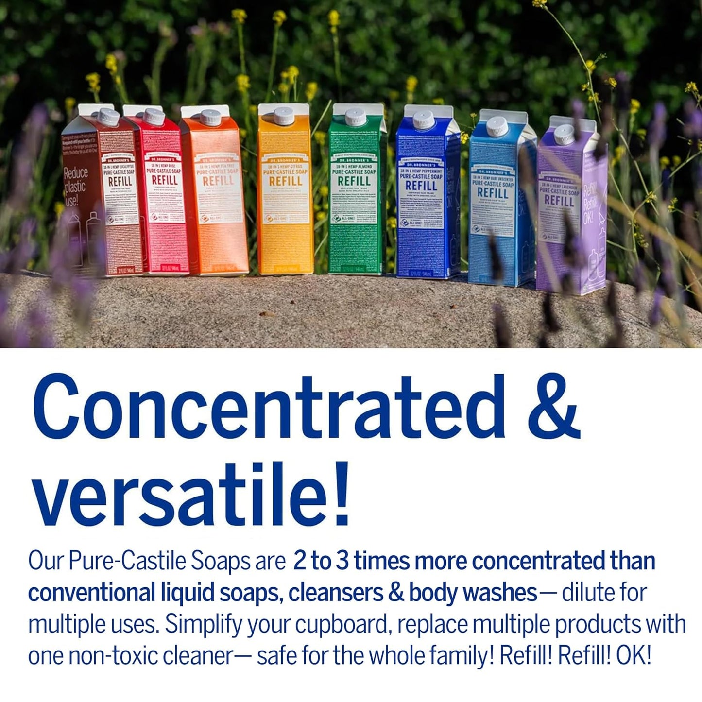 Dr. Bronner's Magic Soap-Pure-Castile Liquid Refill (Lavender, 32 ounce, 2-Pack) - Made with Regenerative Organic Certified Oils, For Body, Hair, Laundry, Pets & Dishes, Concentrated, Vegan, Non-GMO