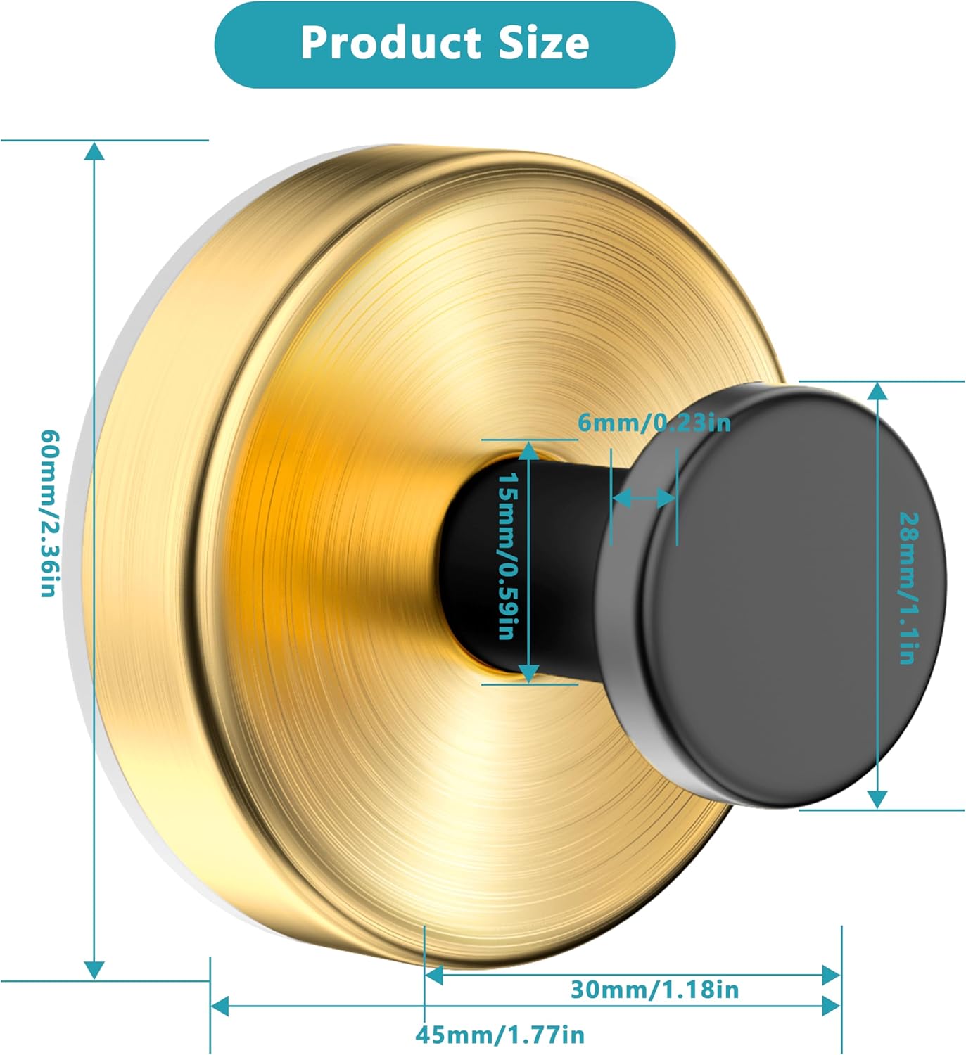 Suction Cup Hooks for Shower,Wreath Hanger for Front Door,Removable No Drill Towel Loofah Hooks,Upgraded 15 lbs Strong Suction for Bathroom,Wall,Glass,Stainless Waterproof-Black Gold 4 Pcs